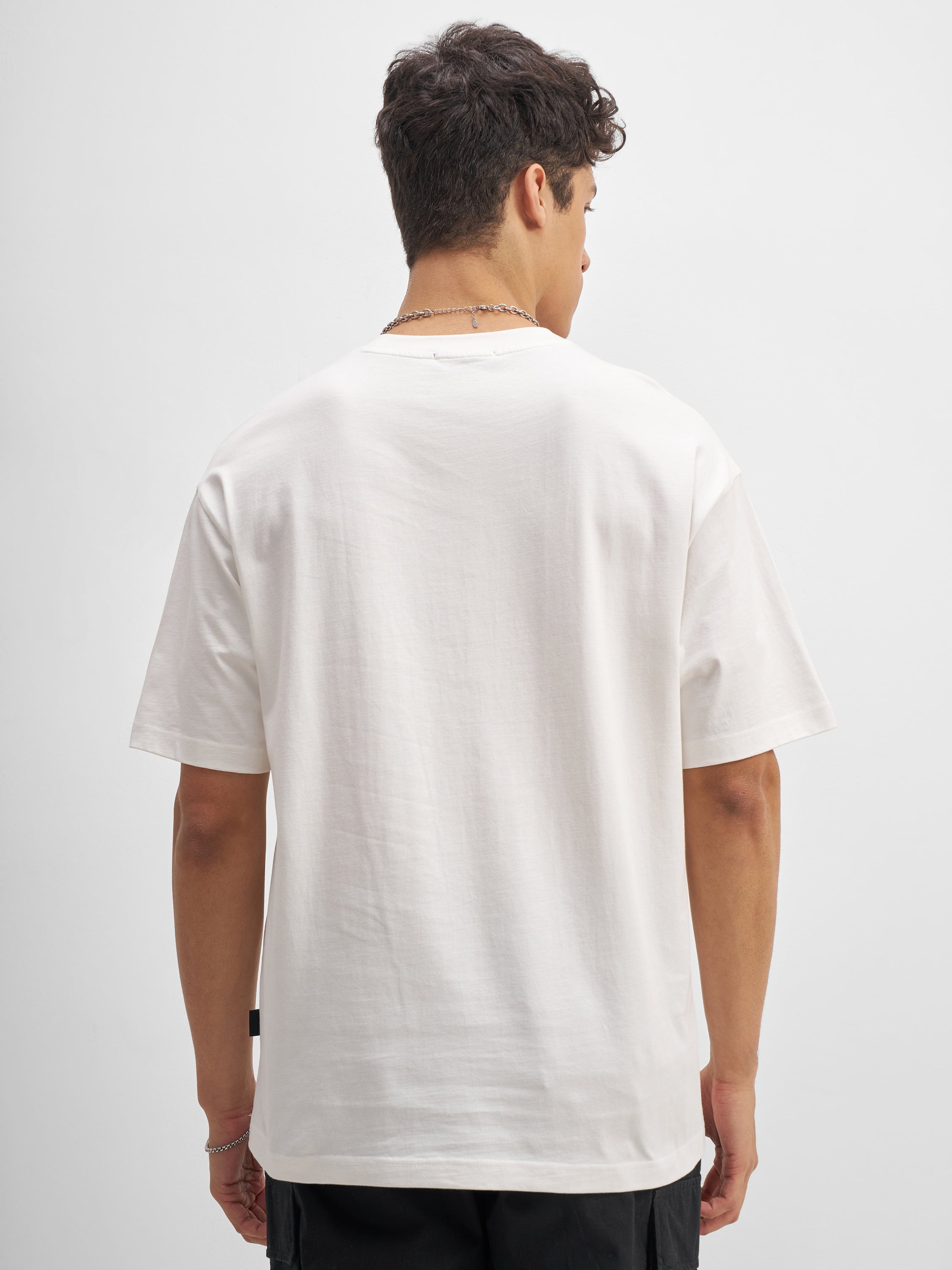 Highlander Men White Embroidered Round Neck T-Shirt - White - Image 3