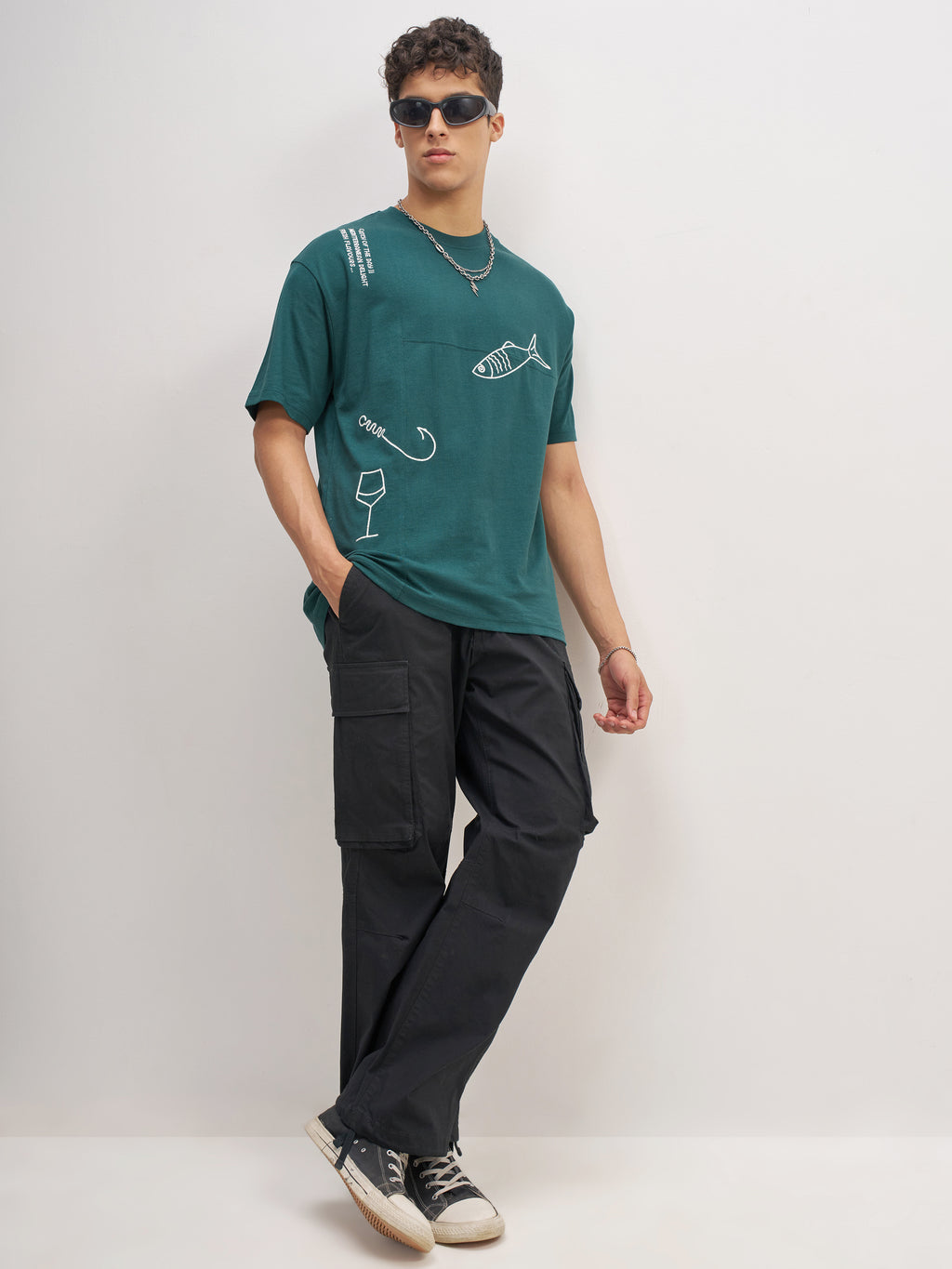 Highlander Men Teal Embroidered Round Neck T-Shirt - Teal - Image 2