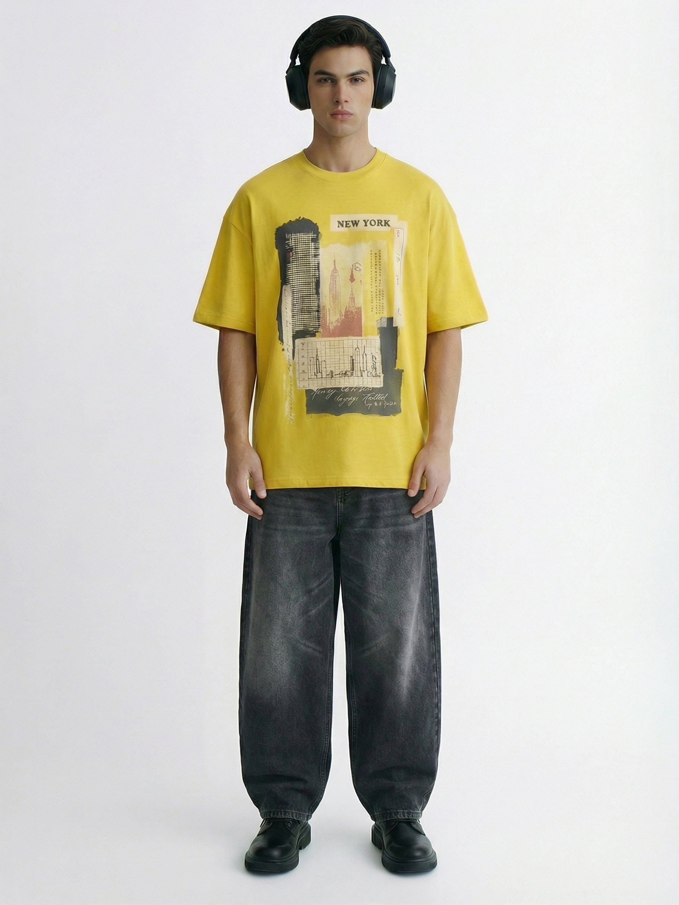 Highlander Men Yellow Printed Round Neck T-Shirt - Yellow - Image 3