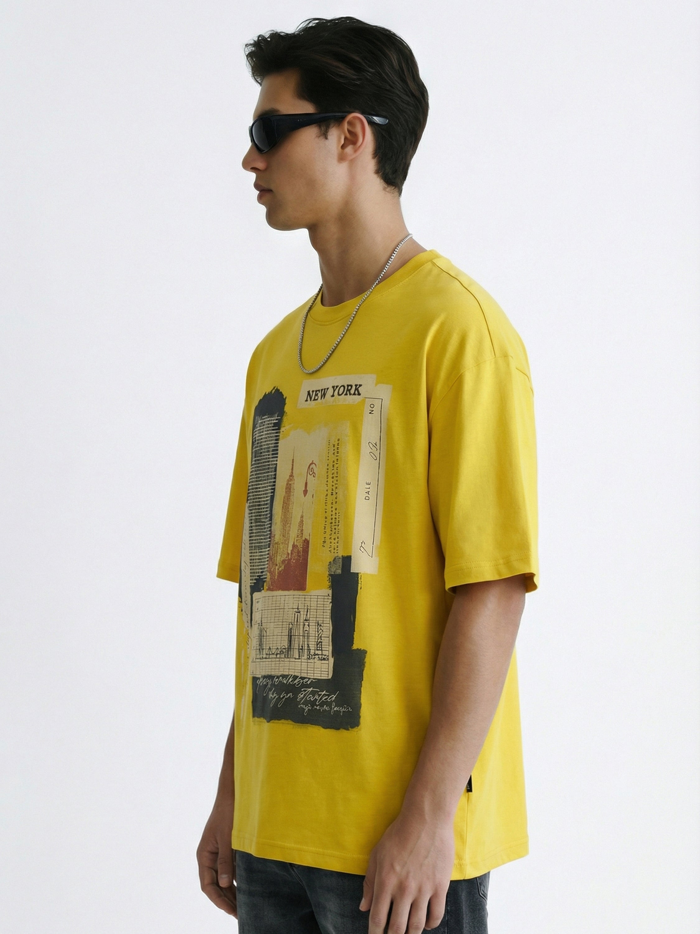 Highlander Men Yellow Printed Round Neck T-Shirt - Yellow - Image 5