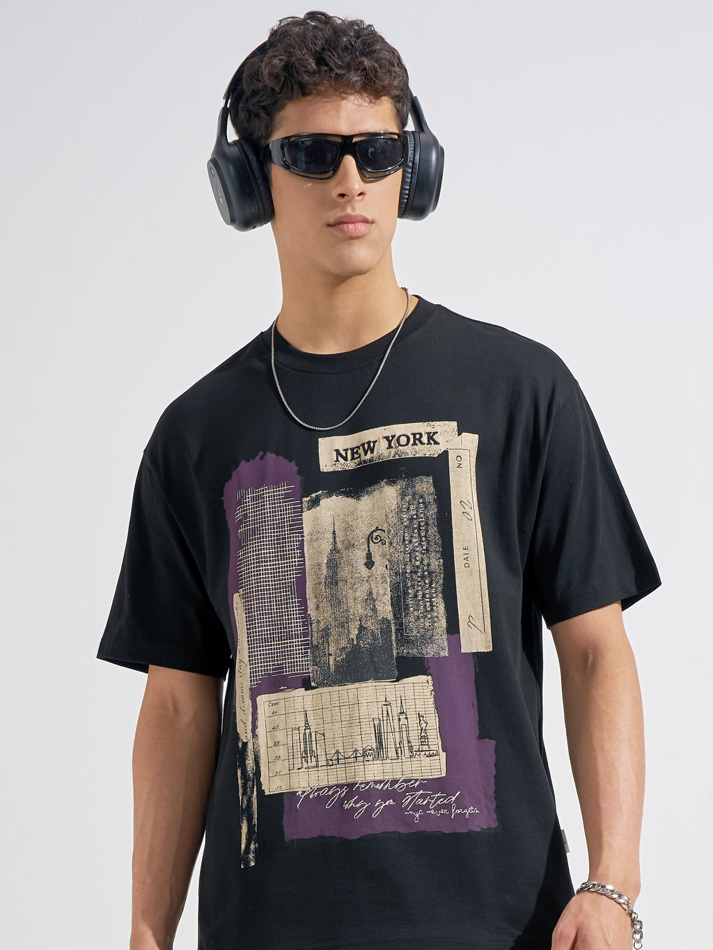 Highlander Men Black Printed Round Neck T-Shirt