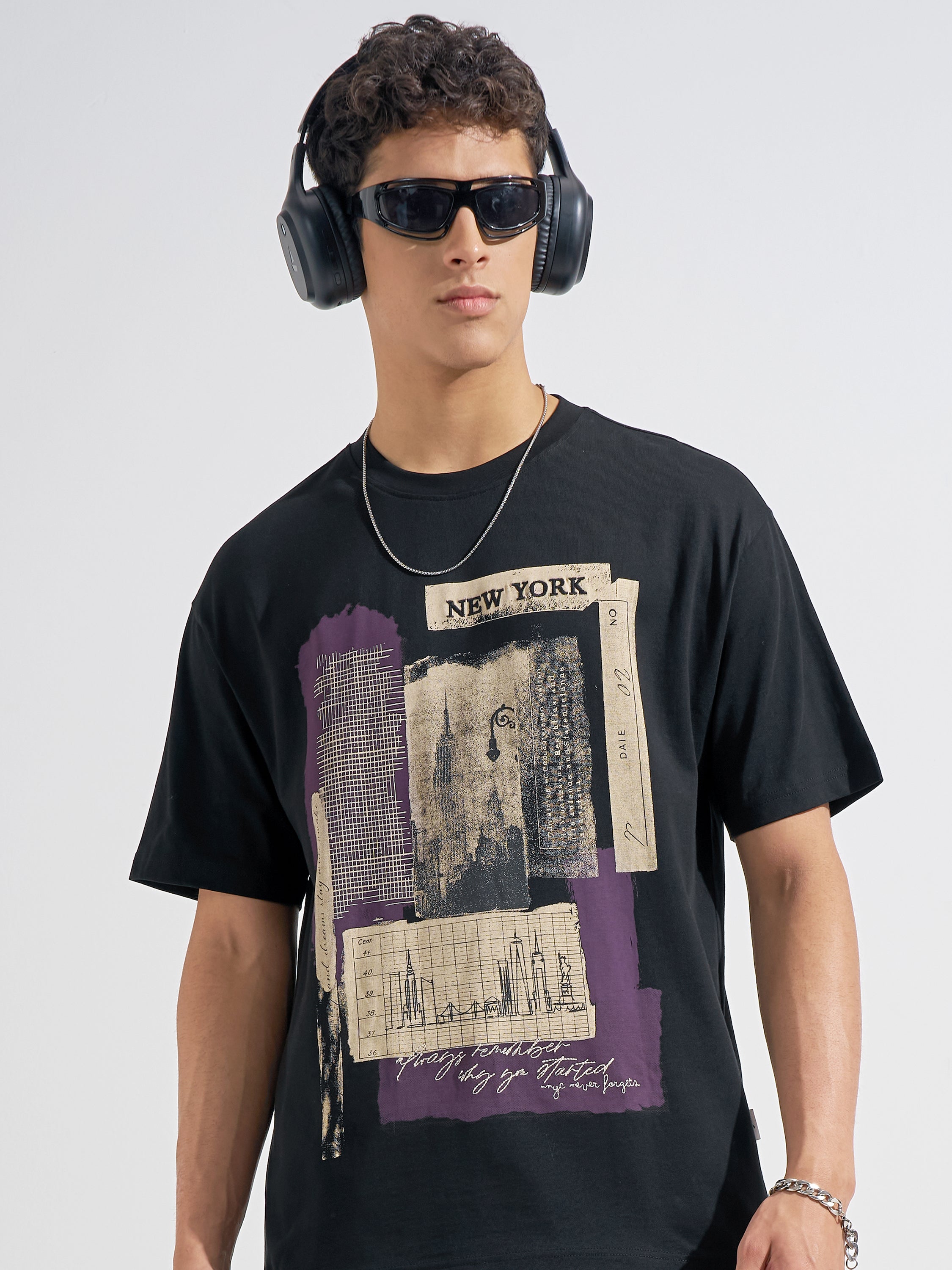 Highlander Men Black Printed Round Neck T-Shirt