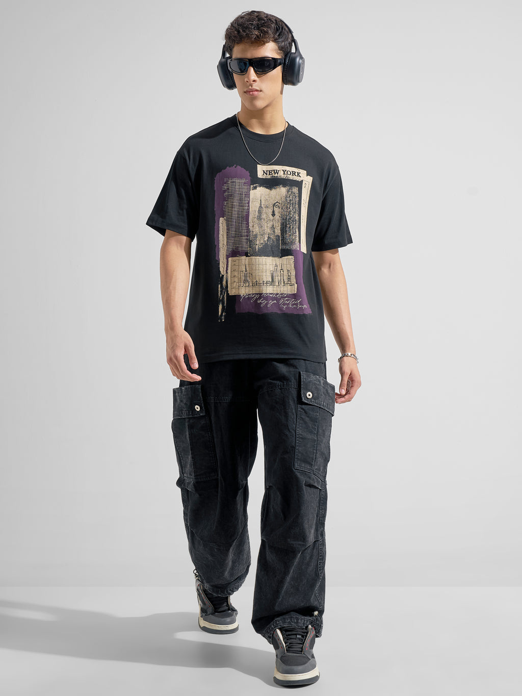 Highlander Men Black Printed Round Neck T-Shirt