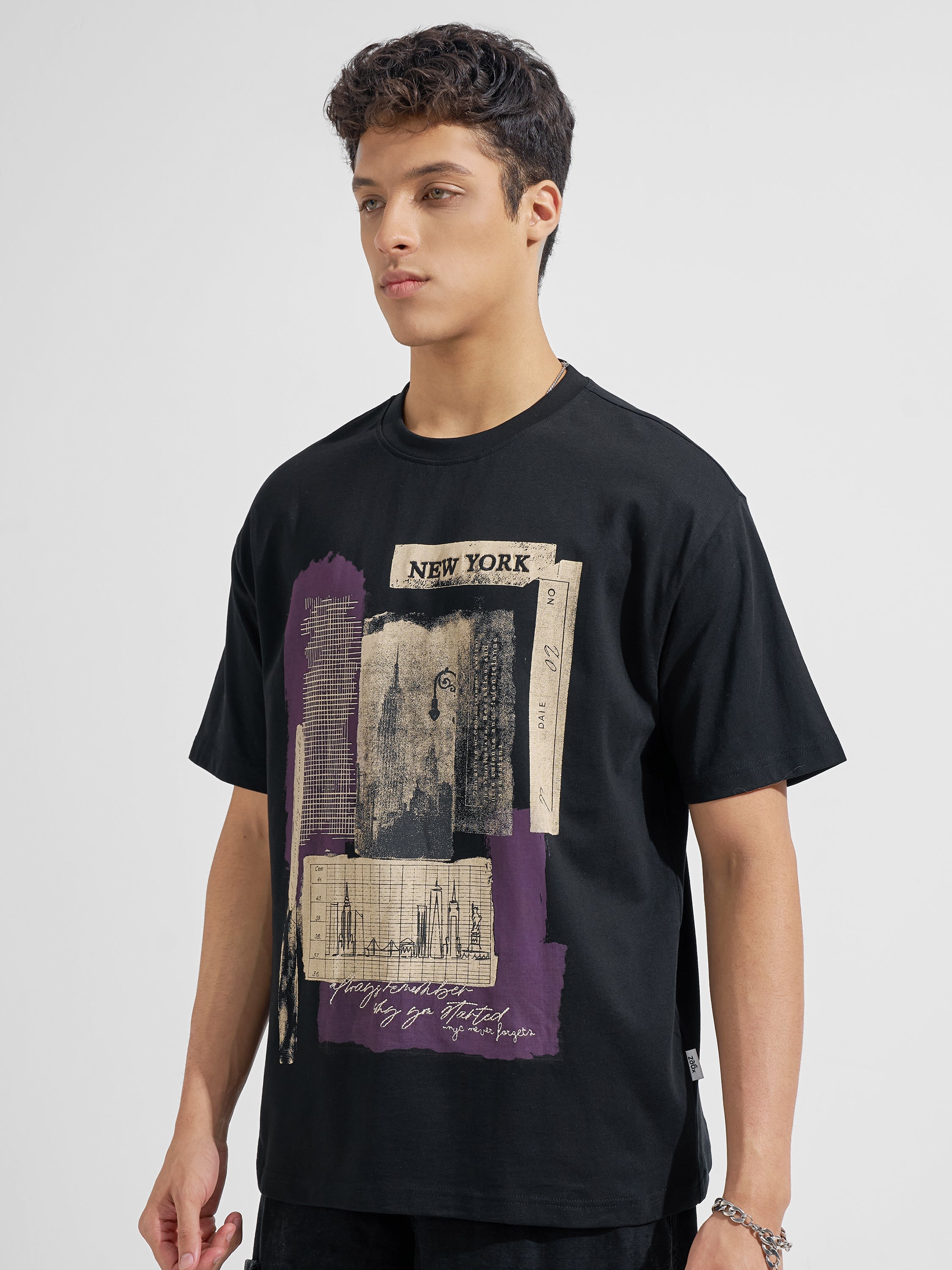 Highlander Men Black Printed Round Neck T-Shirt