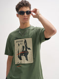 Highlander Men Olive Printed Round Neck T-Shirt - Olive - Image 1