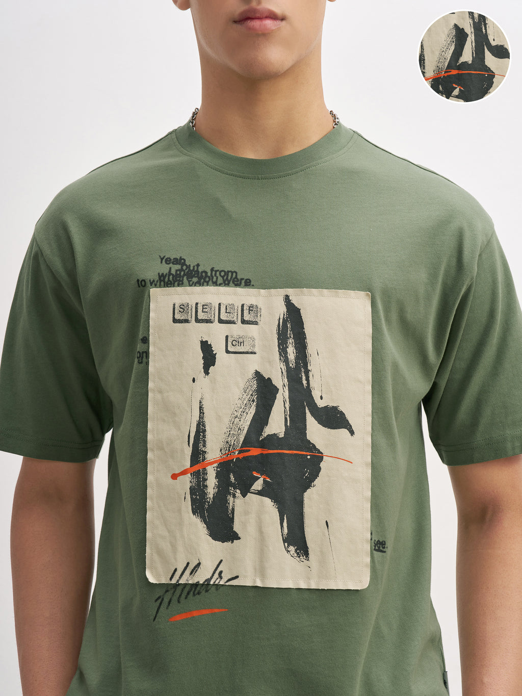 Highlander Men Olive Printed Round Neck T-Shirt - Olive - Image 5