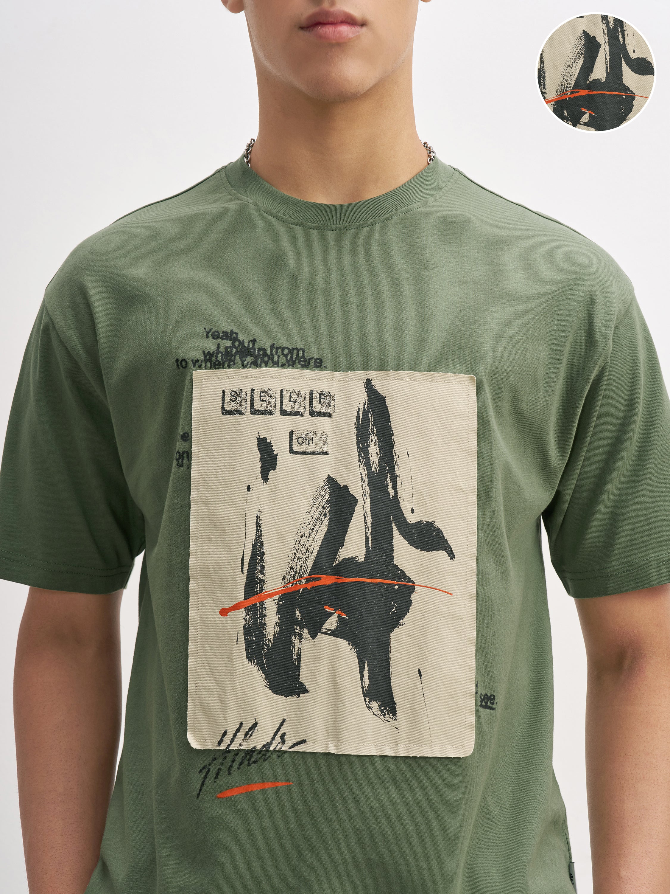 Highlander Men Olive Printed Round Neck T-Shirt - Olive - Image 5