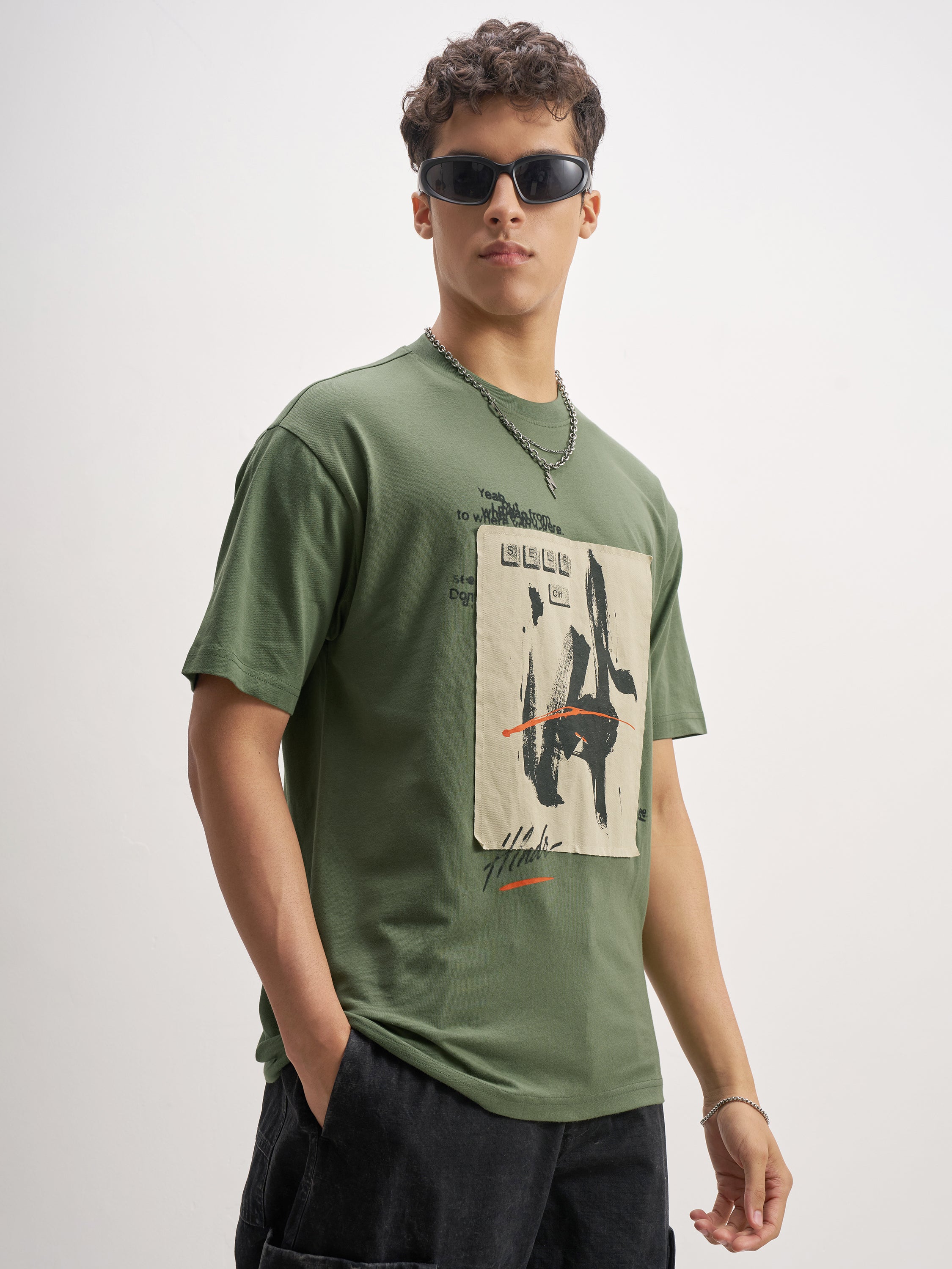 Highlander Men Olive Printed Round Neck T-Shirt - Olive - Image 6