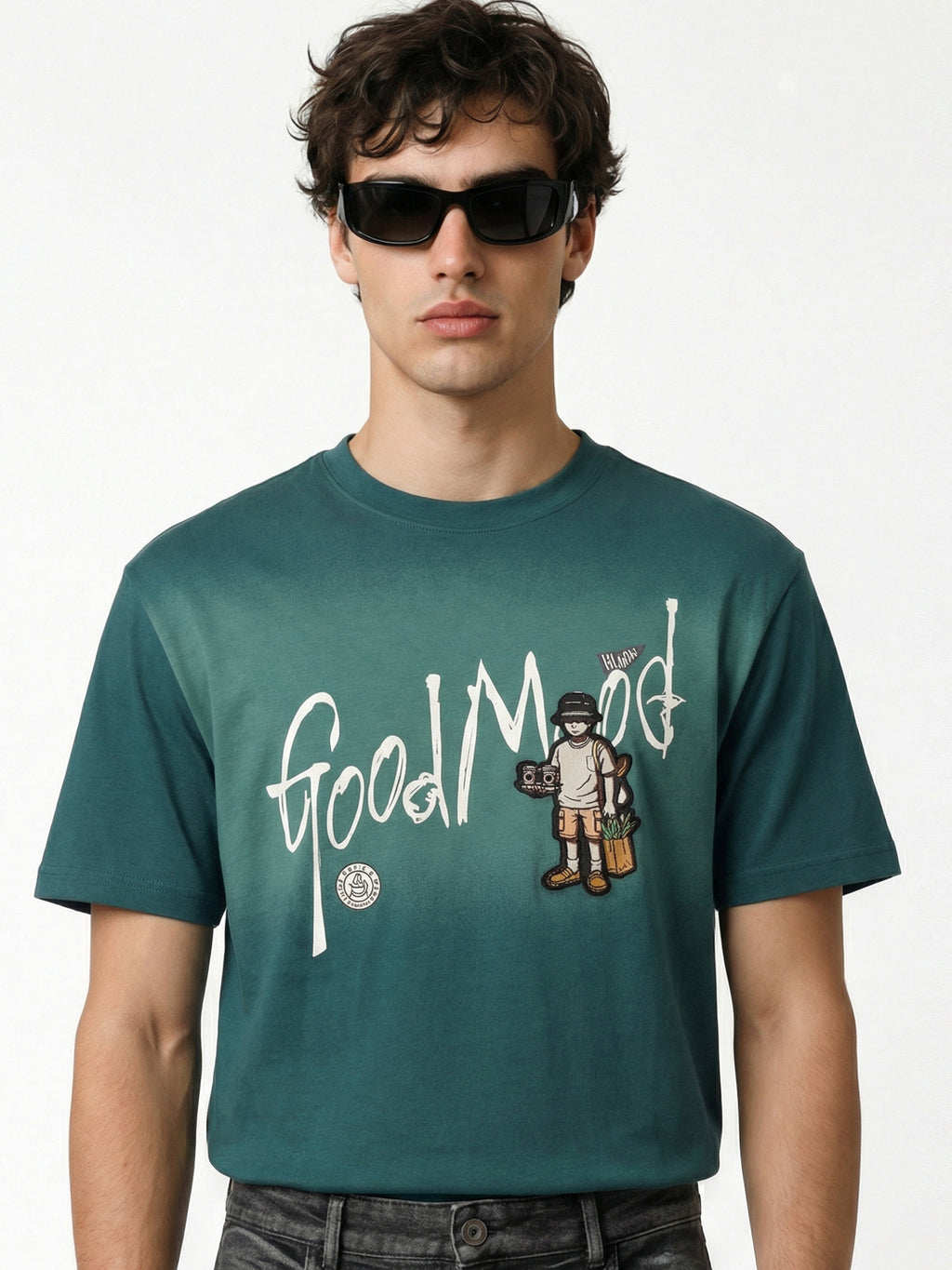 Highlander Men Teal Printed Round Neck T-Shirt - Teal - Image 2