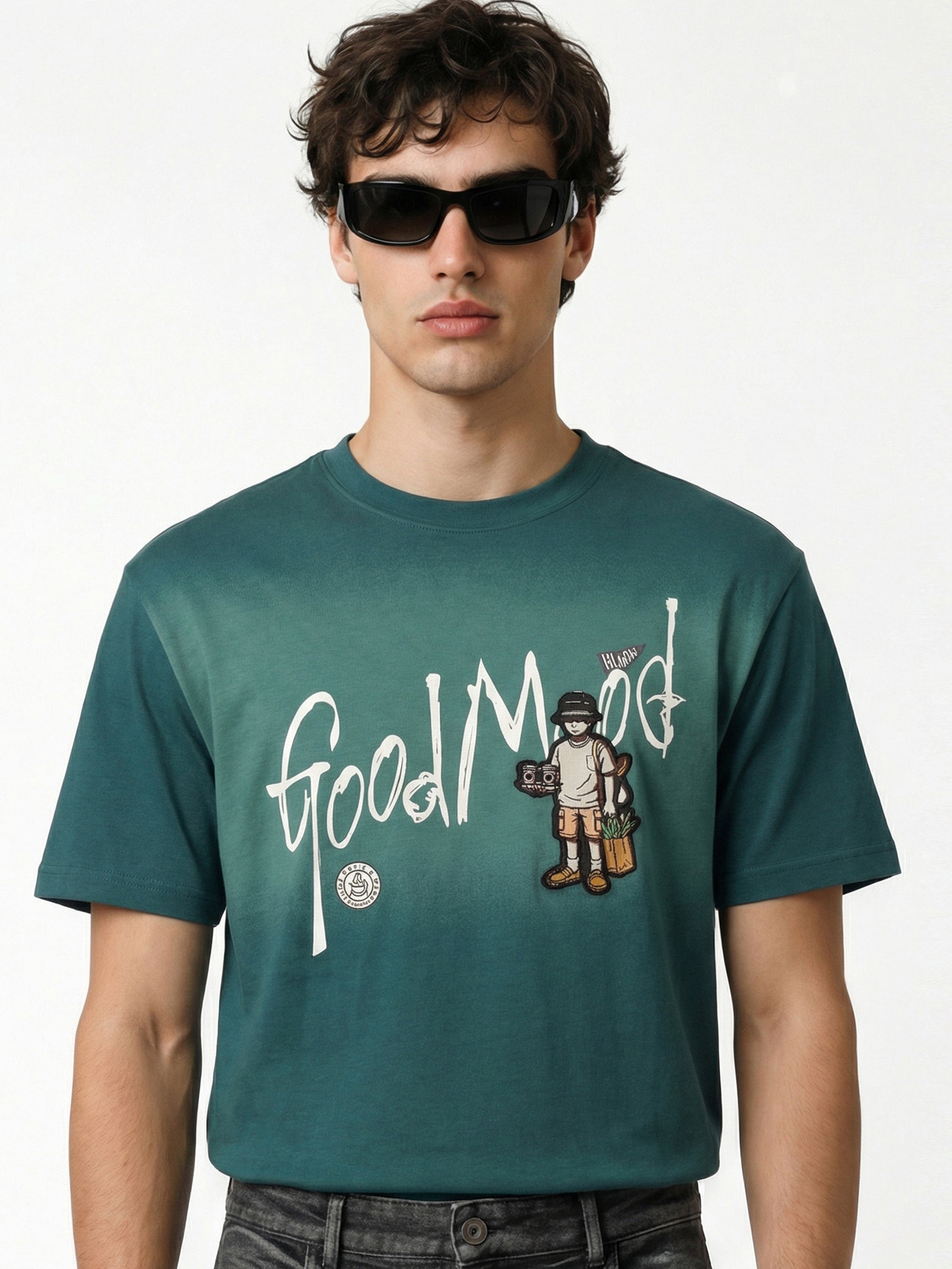 Highlander Men Teal Printed Round Neck T-Shirt - Teal - Image 2