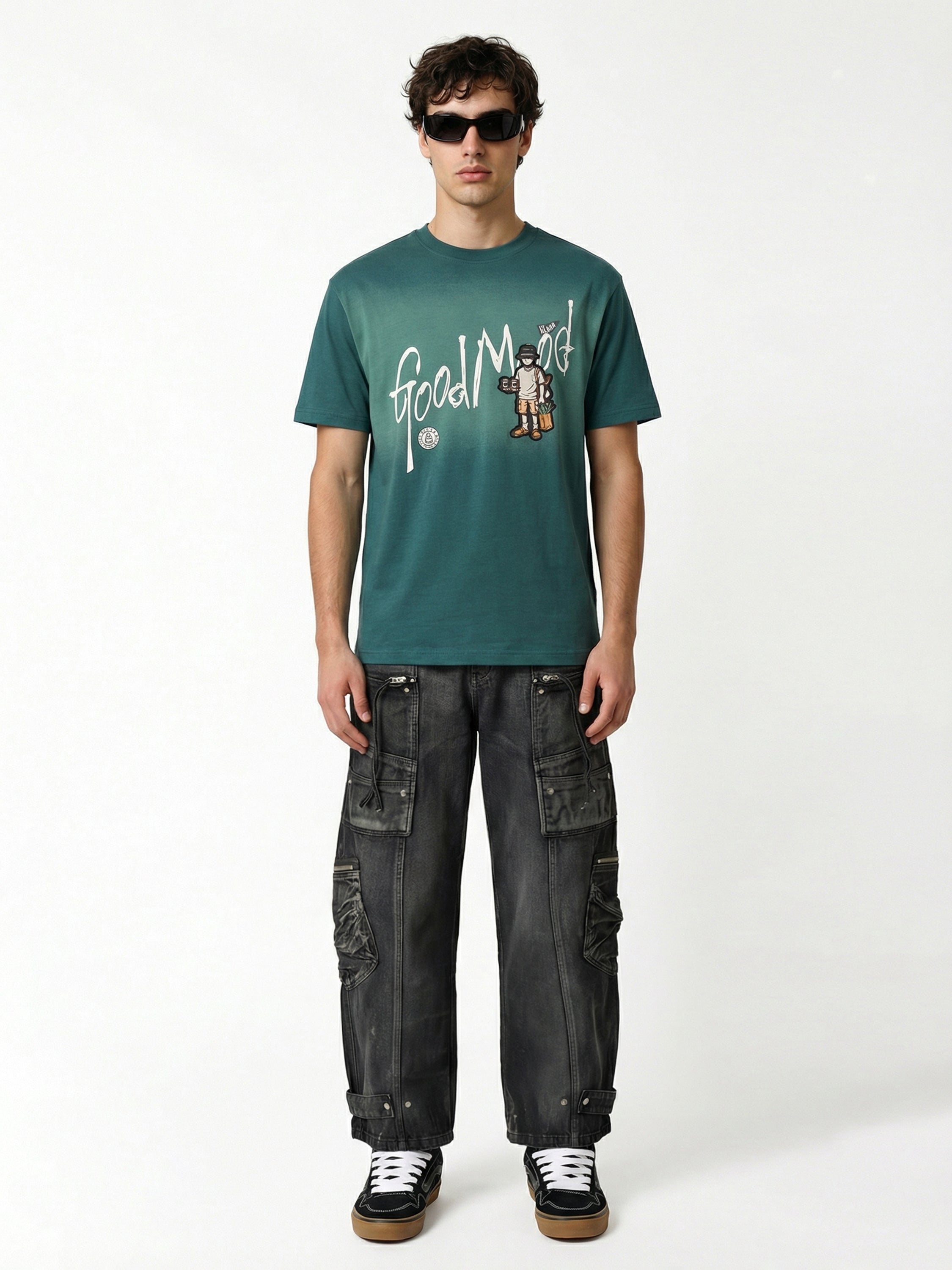 Highlander Men Teal Printed Round Neck T-Shirt - Teal - Image 3
