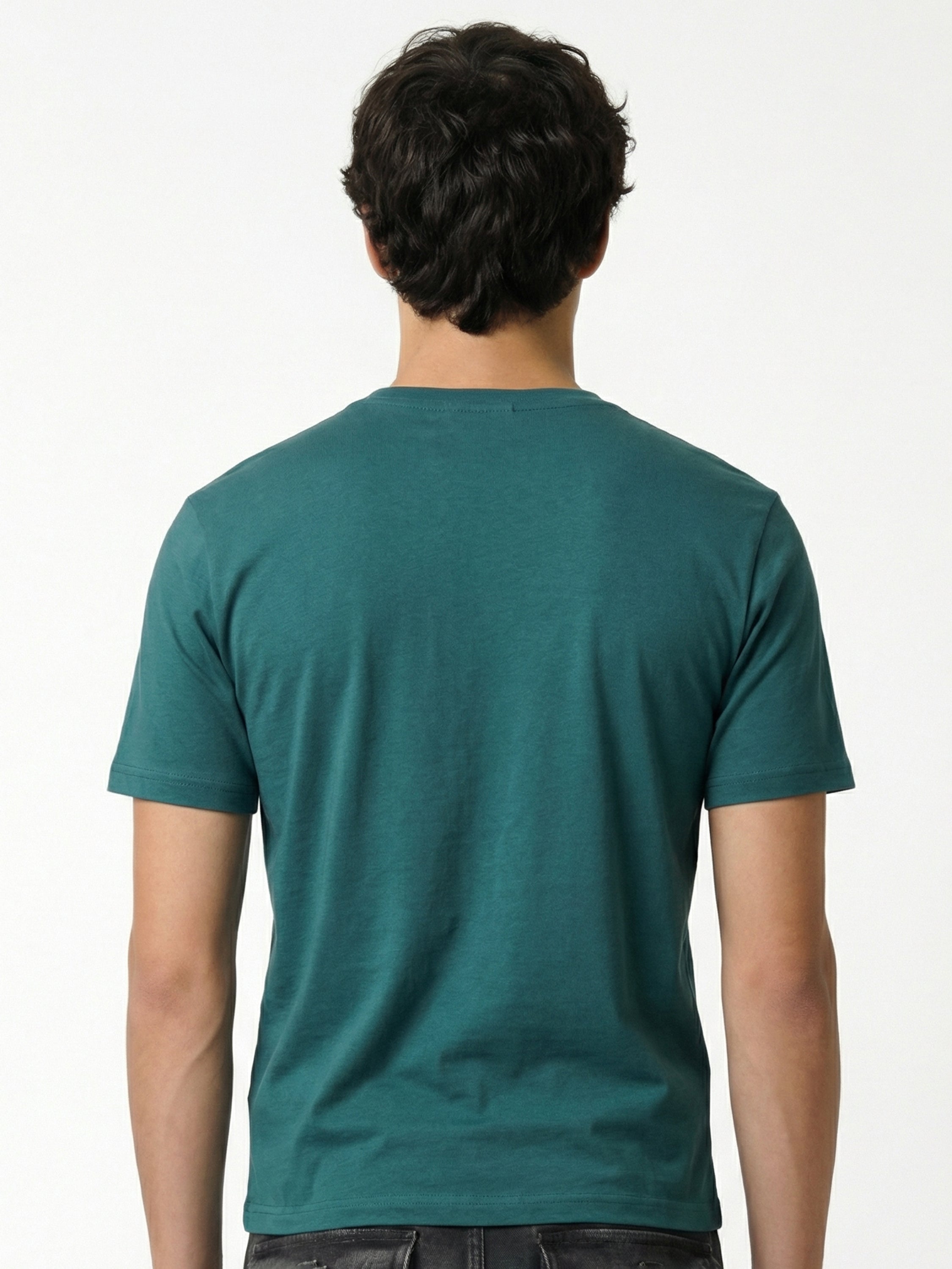 Highlander Men Teal Printed Round Neck T-Shirt - Teal - Image 4
