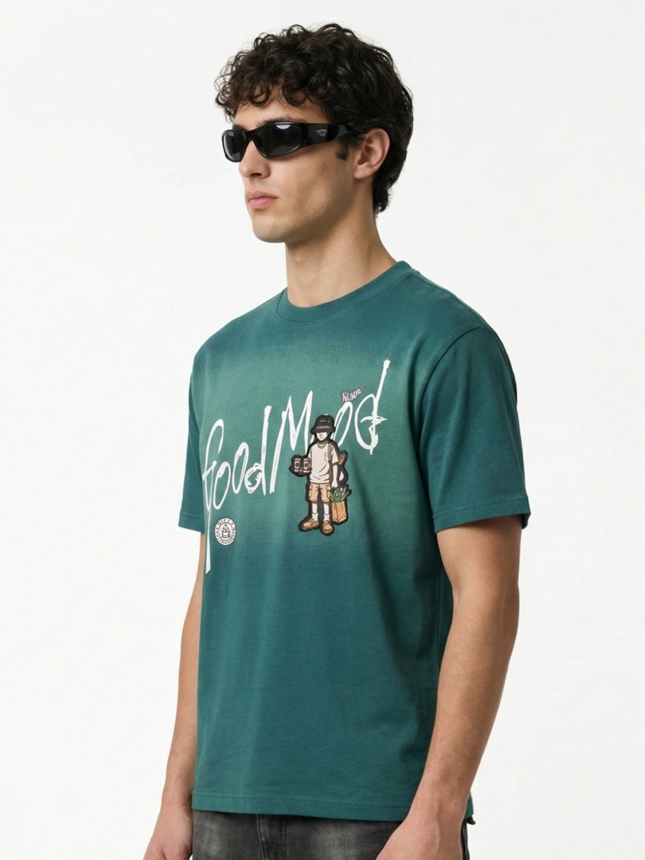Highlander Men Teal Printed Round Neck T-Shirt - Teal - Image 5