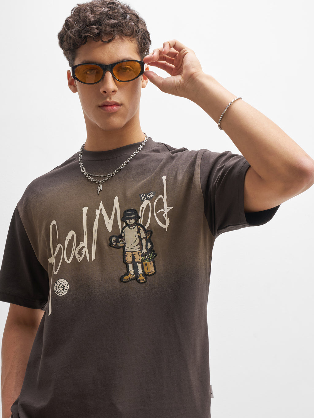 Highlander Men Brown Printed Round Neck T-Shirt - Brown - Image 1