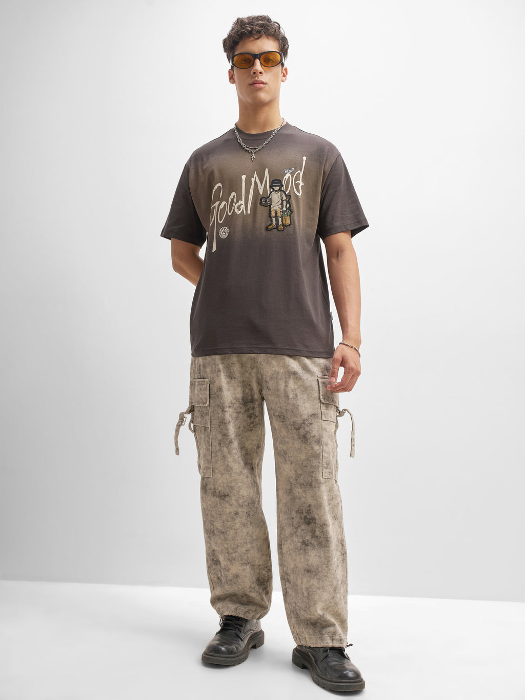 Highlander Men Brown Printed Round Neck T-Shirt - Brown - Image 2