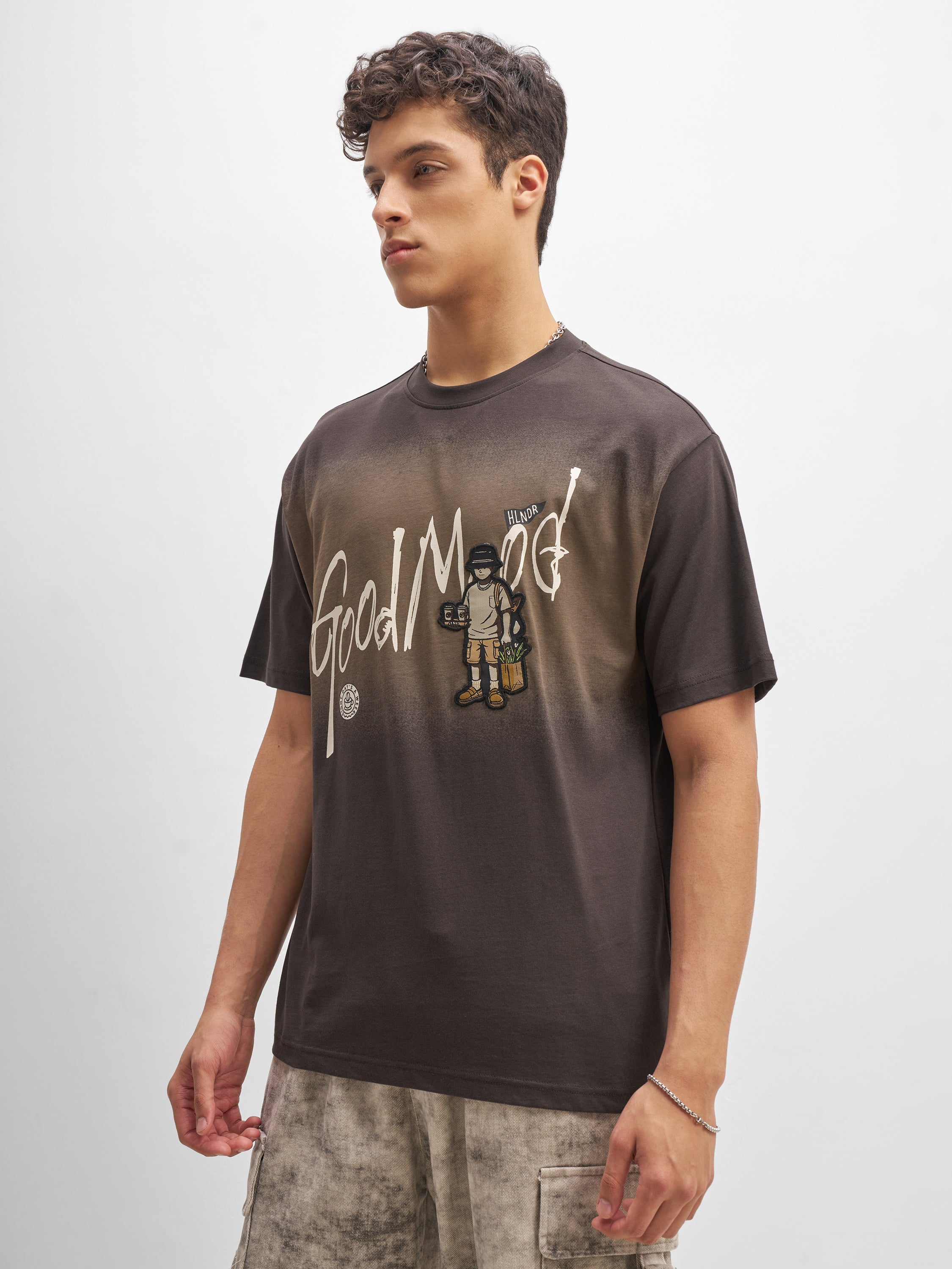 Highlander Men Brown Printed Round Neck T-Shirt - Brown - Image 4