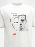 Highlander Men White Applique Round Neck T-Shirt - White - Image 1