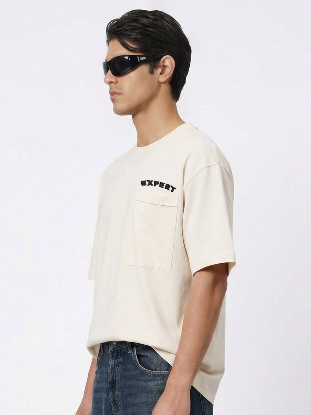 Highlander Men Beige Solid Round Neck T-Shirt - Beige - Image 5