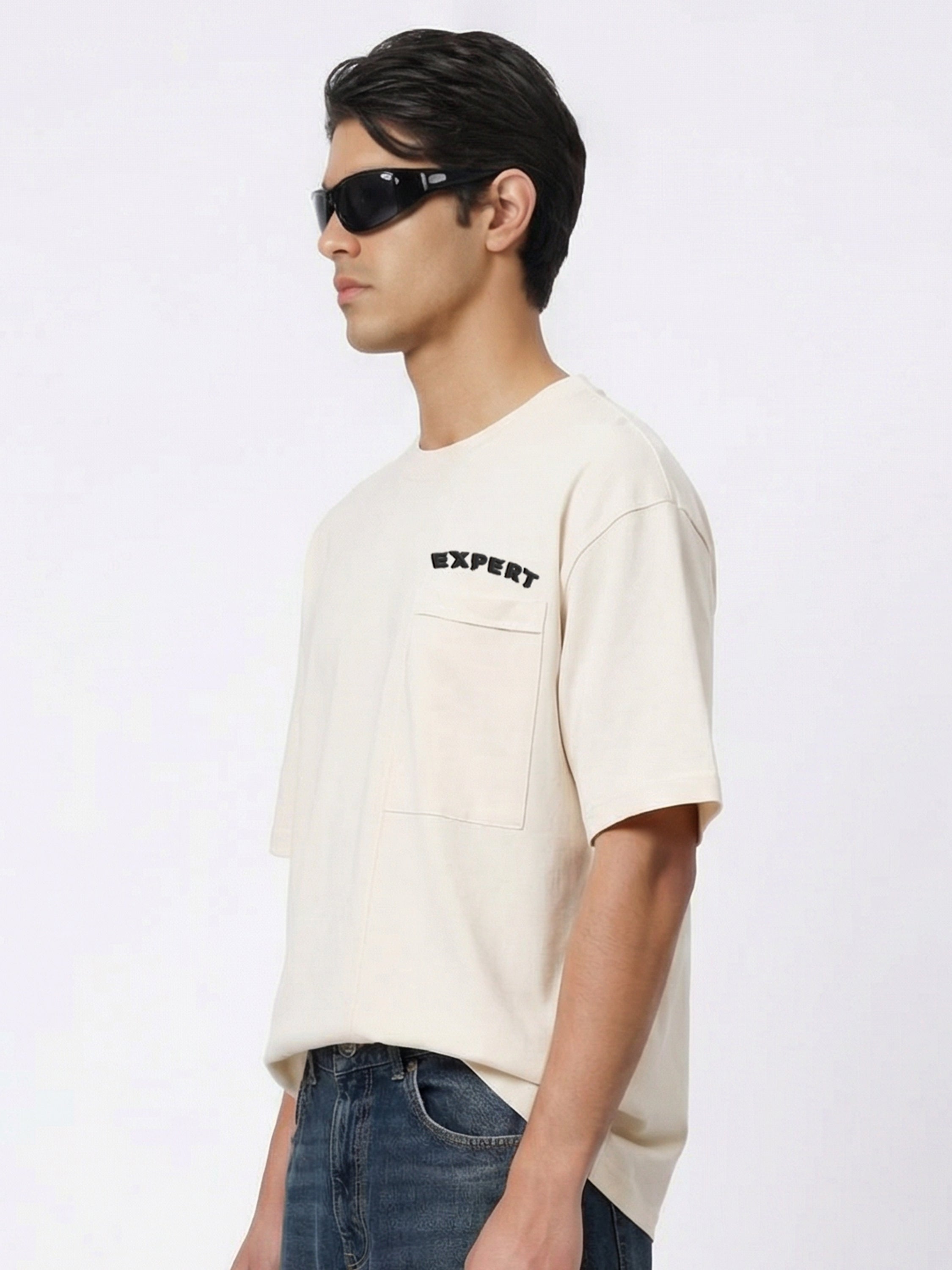 Highlander Men Beige Solid Round Neck T-Shirt - Beige - Image 5
