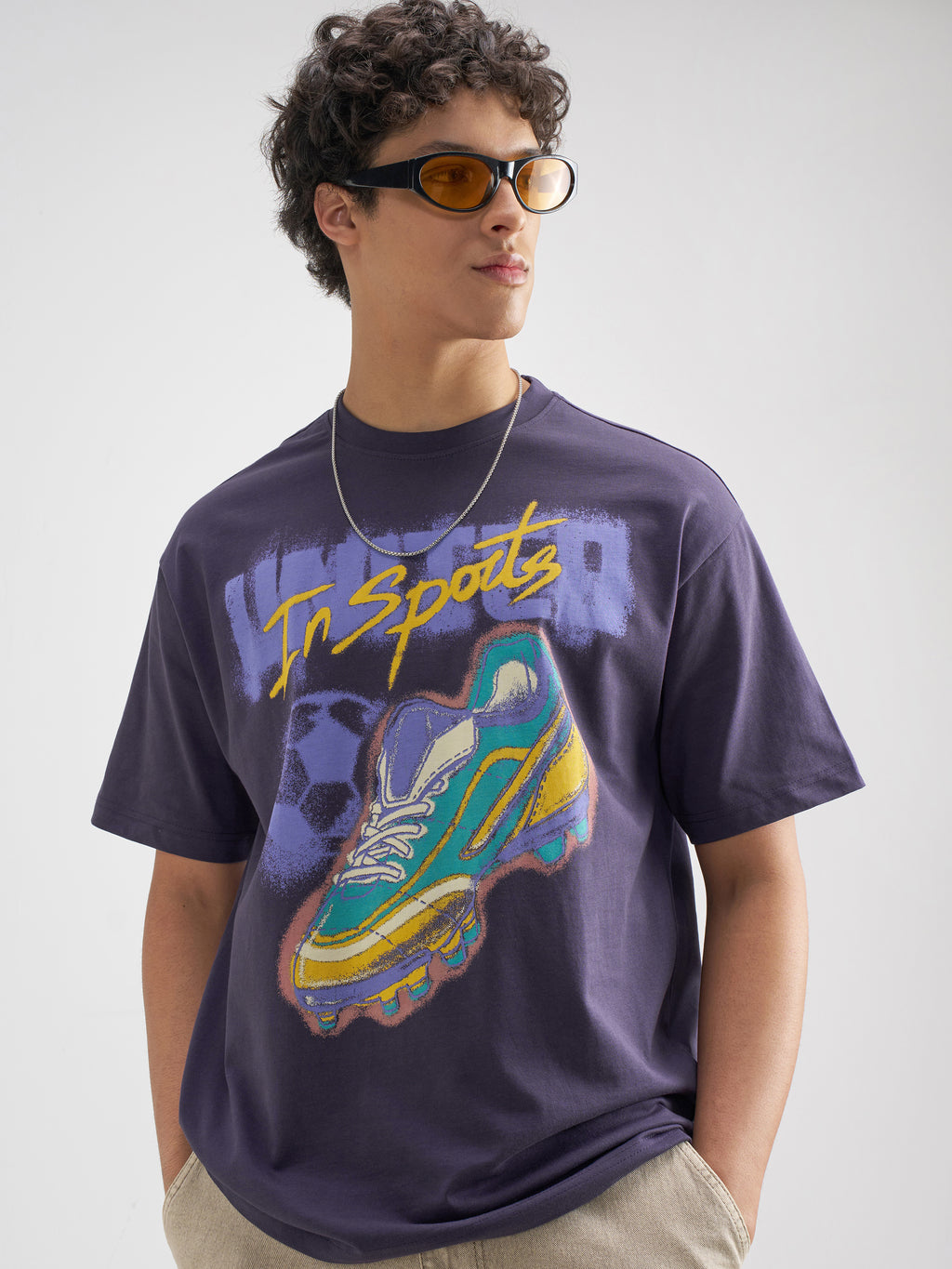 Highlander Men Purple Printed Round Neck T-Shirt - Purple - Image 1