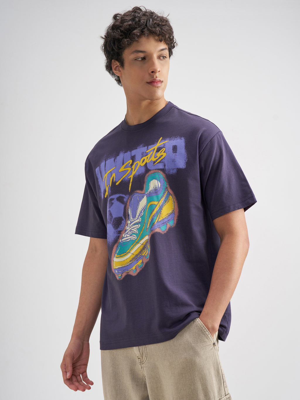 Highlander Men Purple Printed Round Neck T-Shirt - Purple - Image 4