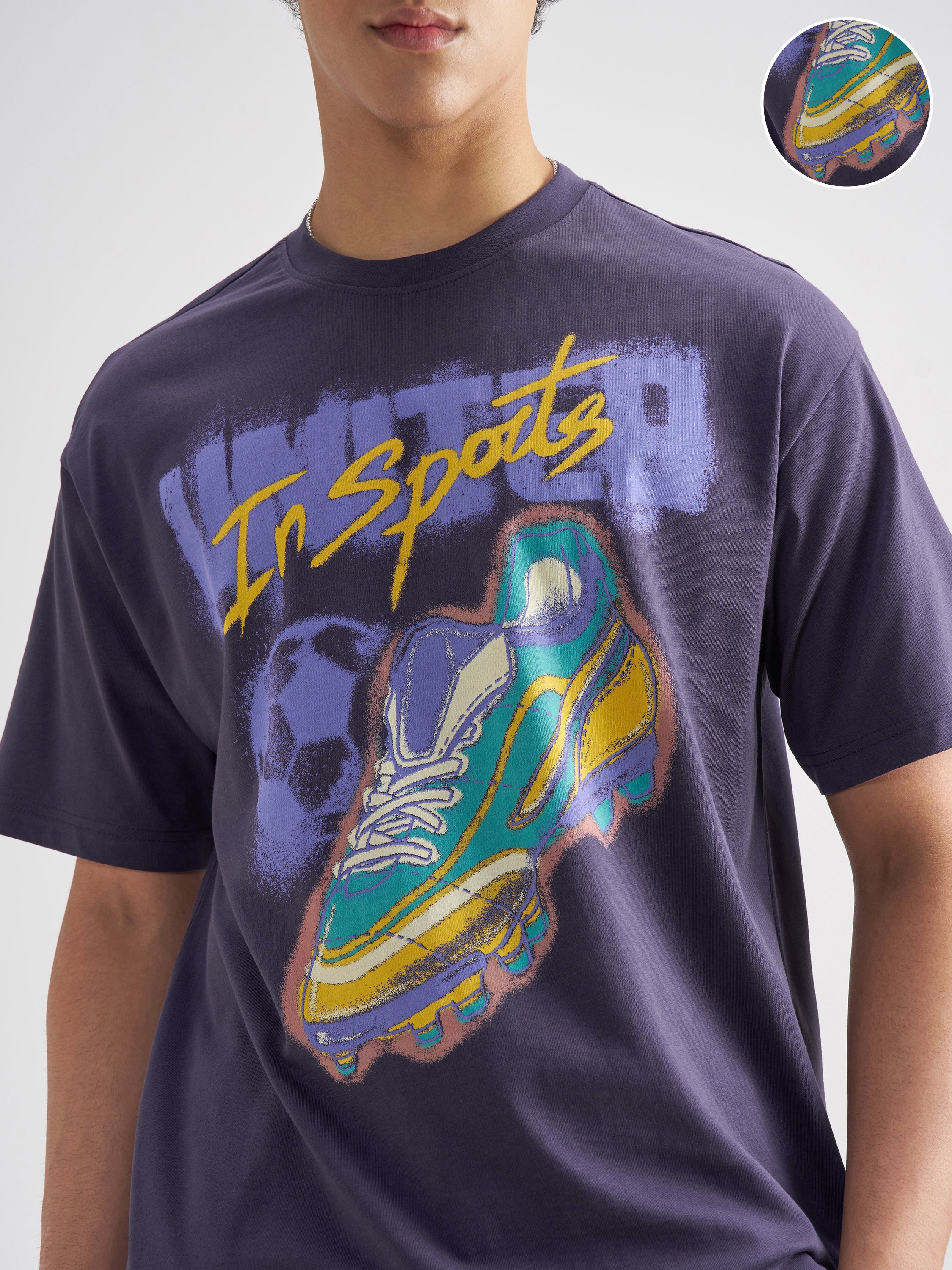Highlander Men Purple Printed Round Neck T-Shirt - Purple - Image 5