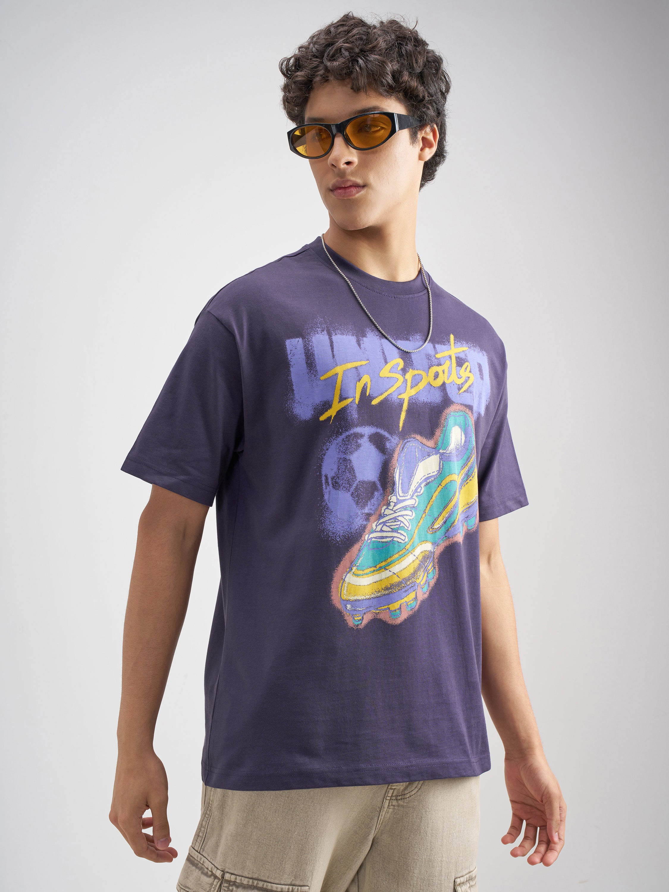 Highlander Men Purple Printed Round Neck T-Shirt - Purple - Image 6