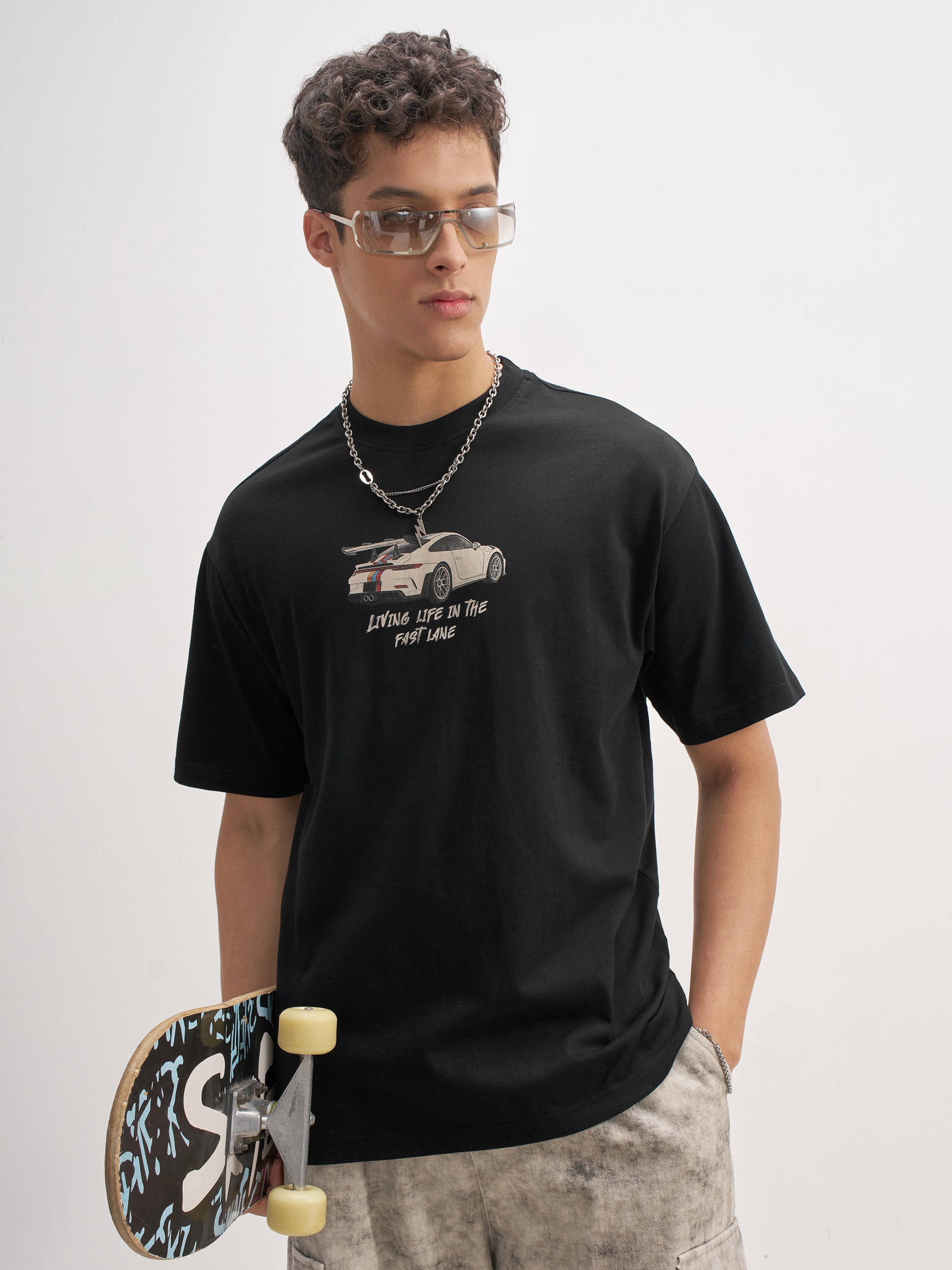 Highlander Men Black Printed Round Neck T-Shirt - Black - Image 3