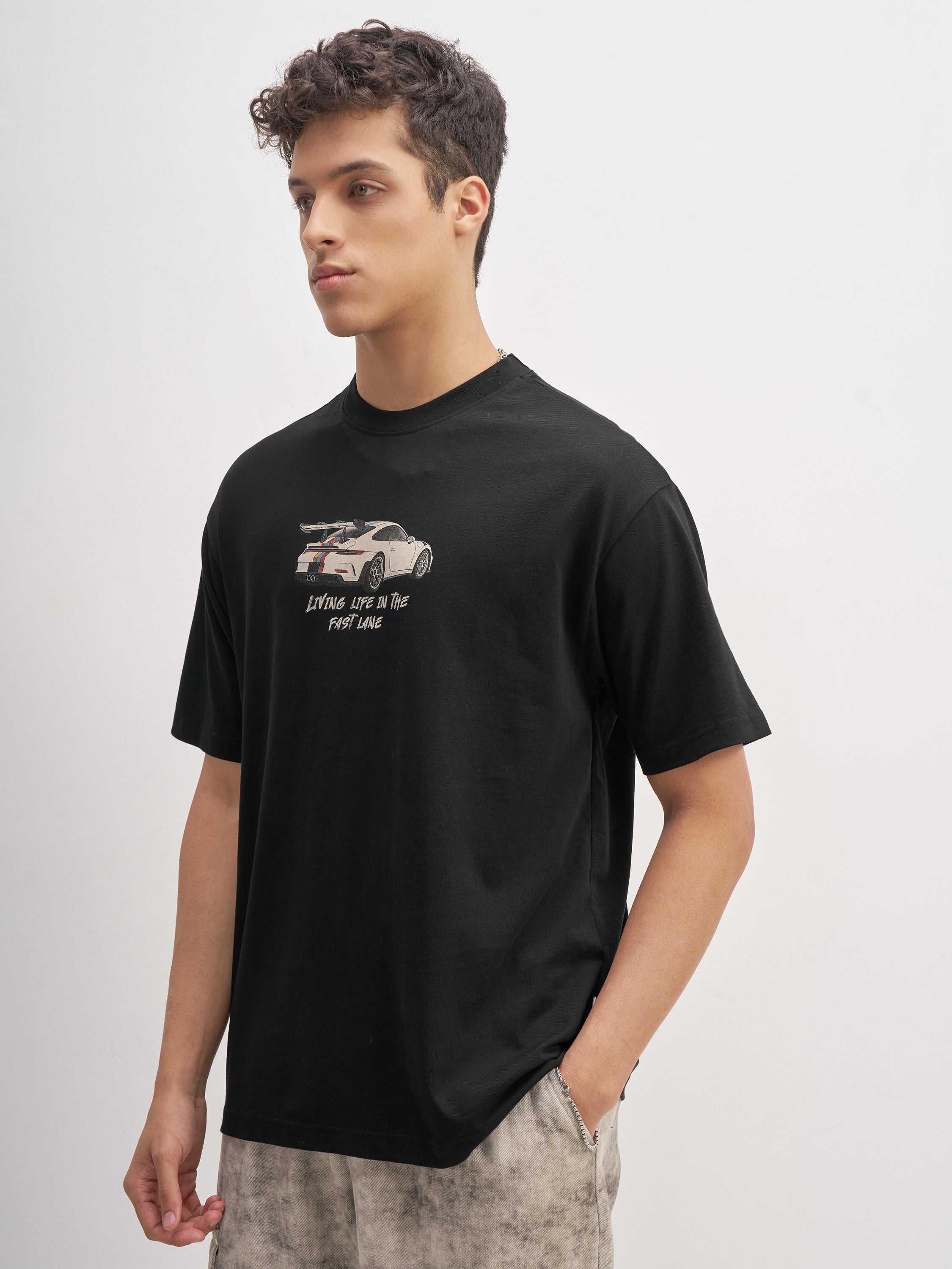 Highlander Men Black Printed Round Neck T-Shirt - Black - Image 4