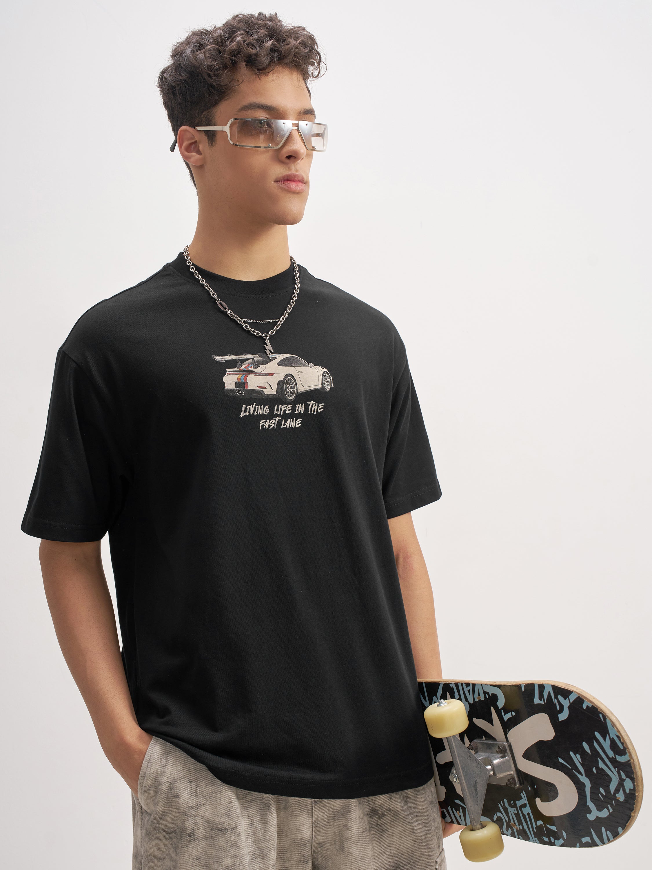 Highlander Men Black Printed Round Neck T-Shirt - Black - Image 6