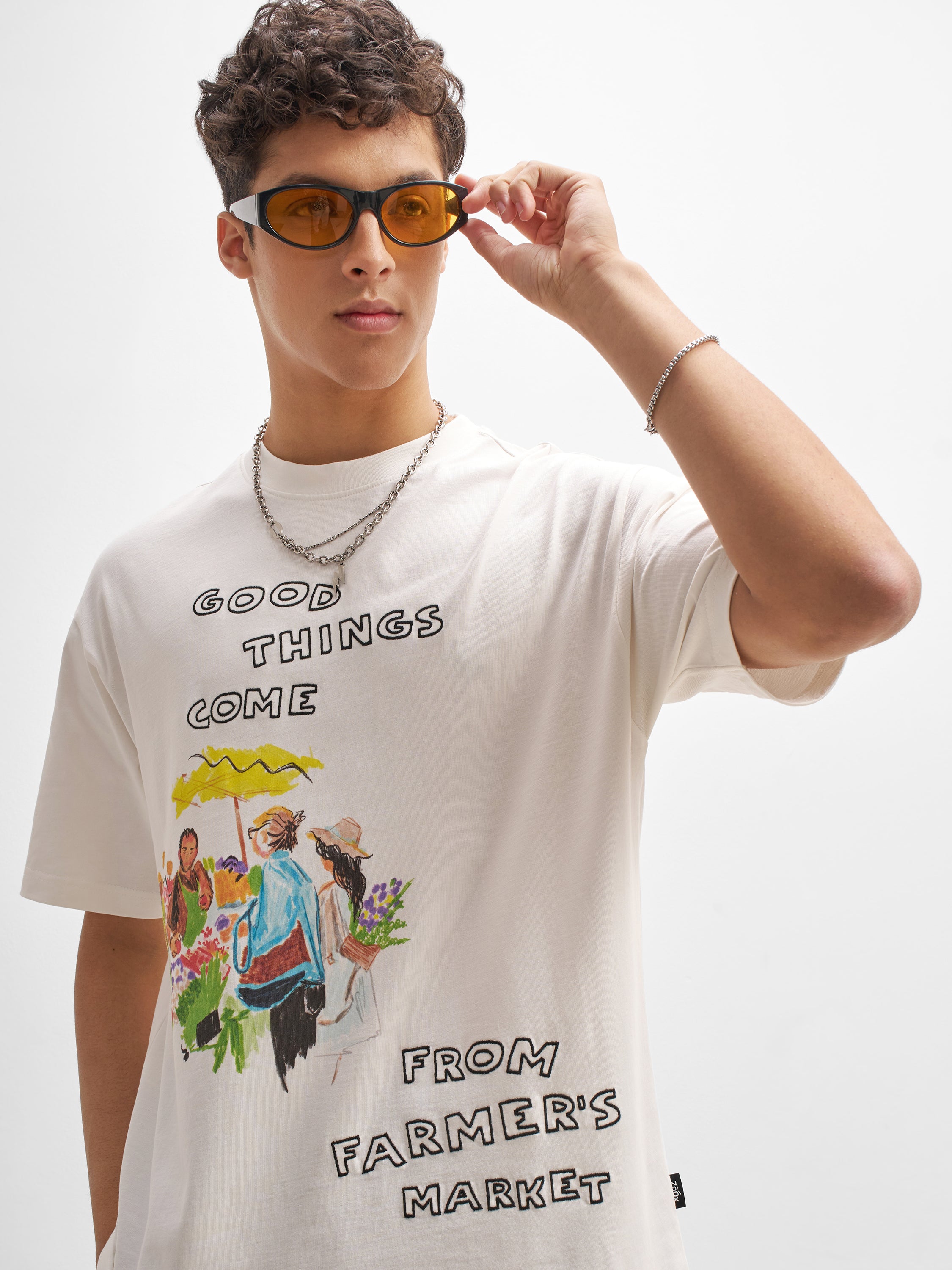 Highlander Men White Printed Round Neck T-Shirt - White - Image 1