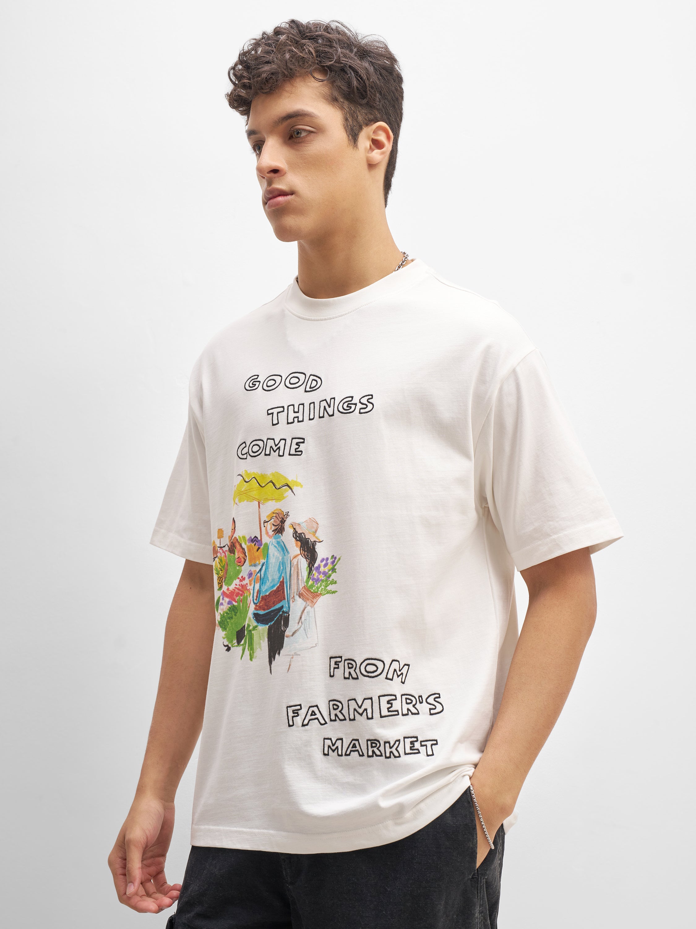 Highlander Men White Printed Round Neck T-Shirt - White - Image 4