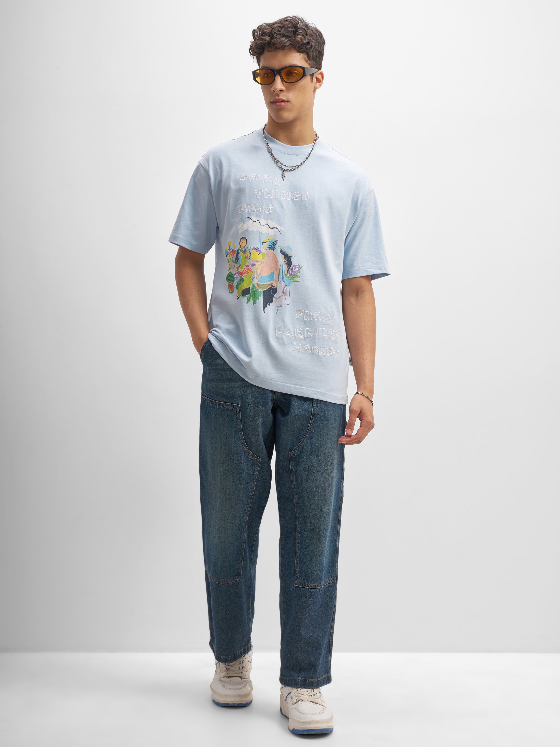Highlander Men Blue Printed Round Neck T-Shirt - Blue - Image 2