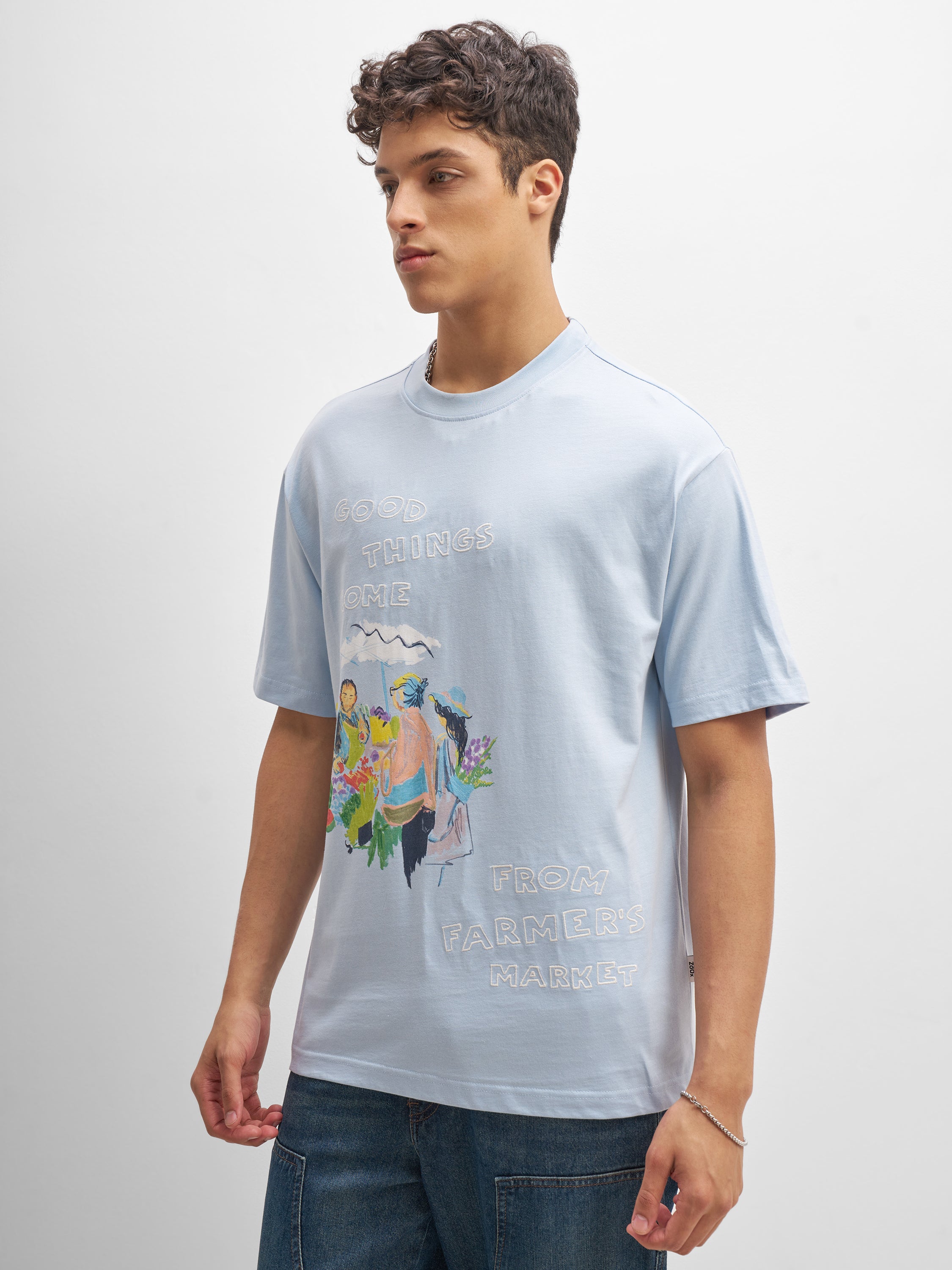 Highlander Men Blue Printed Round Neck T-Shirt - Blue - Image 4