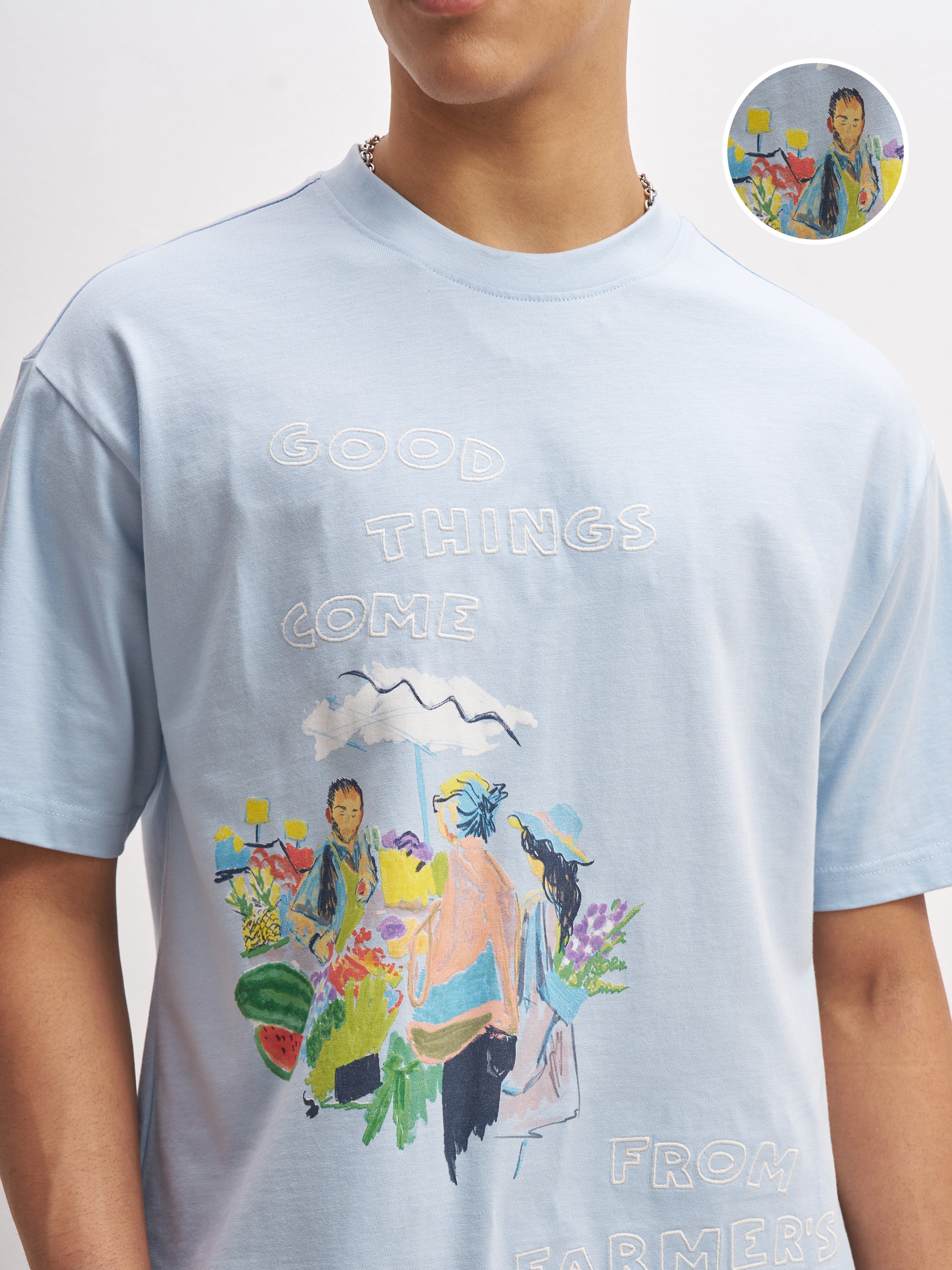 Highlander Men Blue Printed Round Neck T-Shirt - Blue - Image 5