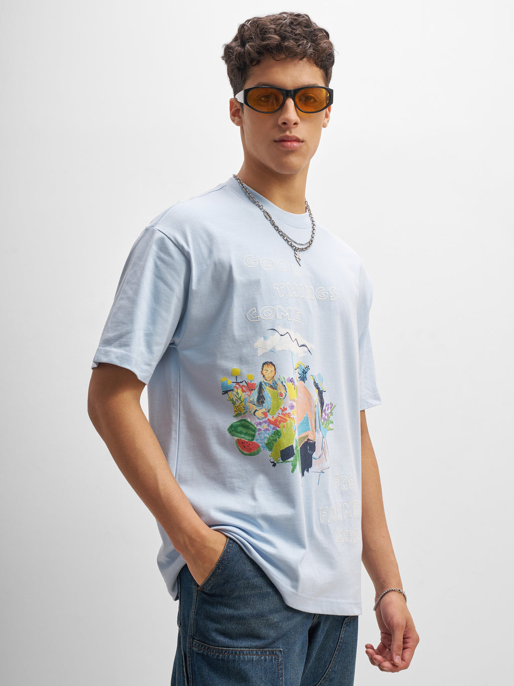 Highlander Men Blue Printed Round Neck T-Shirt - Blue - Image 6