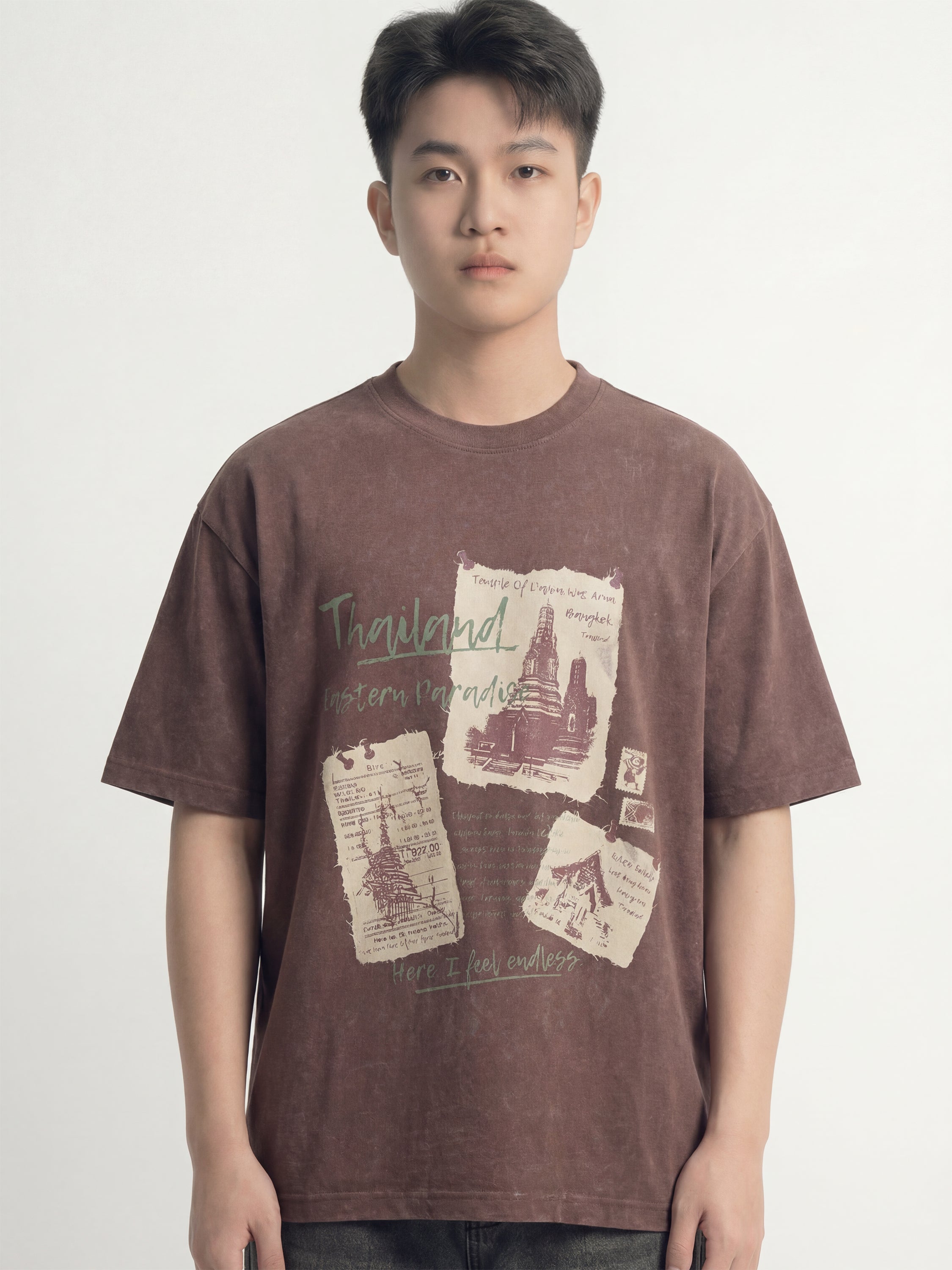 Highlander Men Brown Printed Round Neck T-Shirt - Brown - Image 3