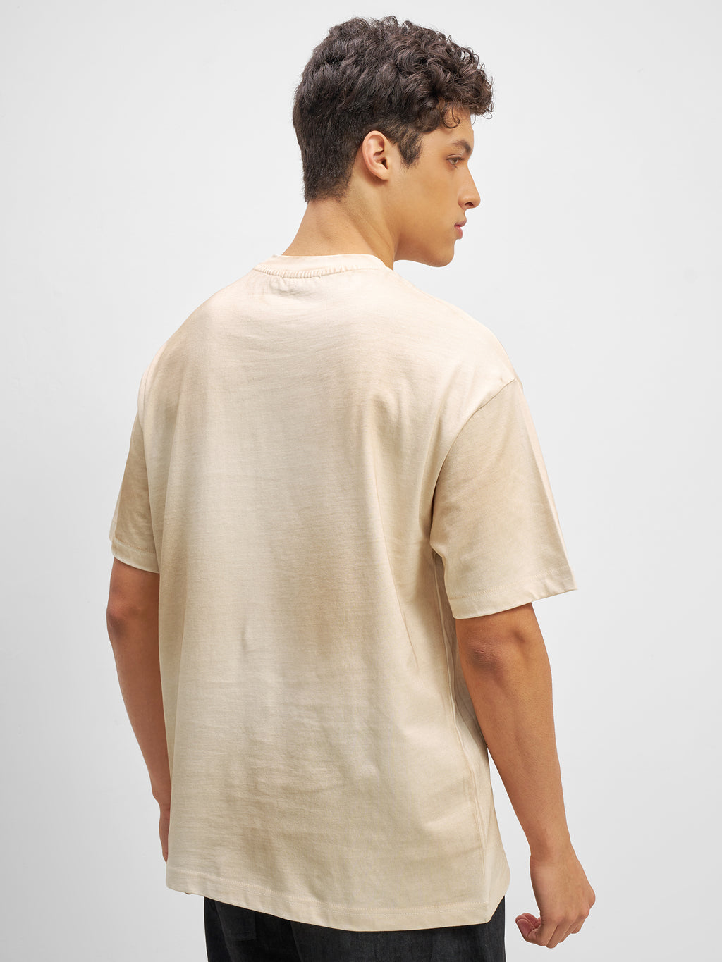 Highlander Men Beige Printed Round Neck T-Shirt