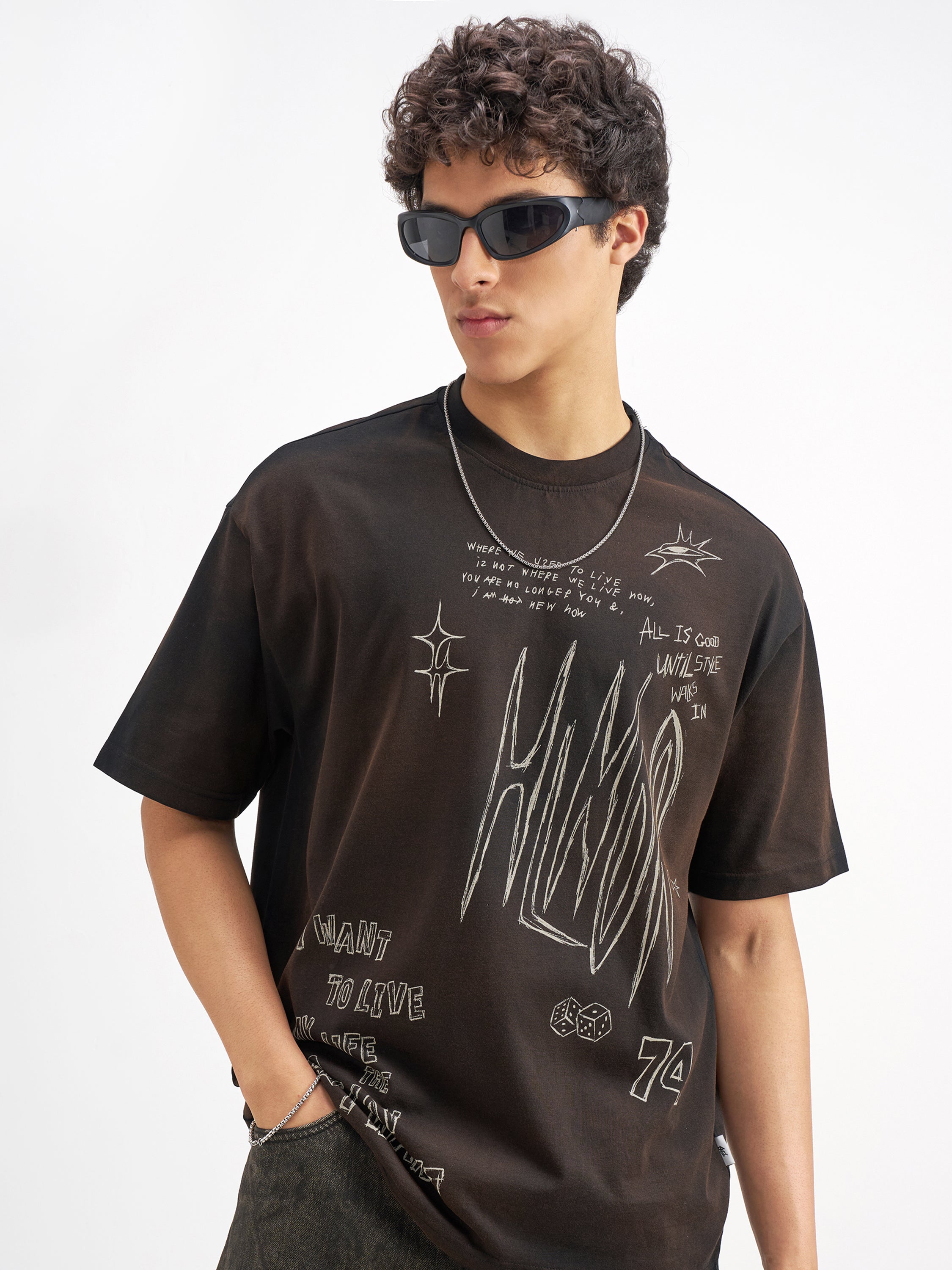 Highlander Men Black Printed Round Neck T-Shirt - Black - Image 1