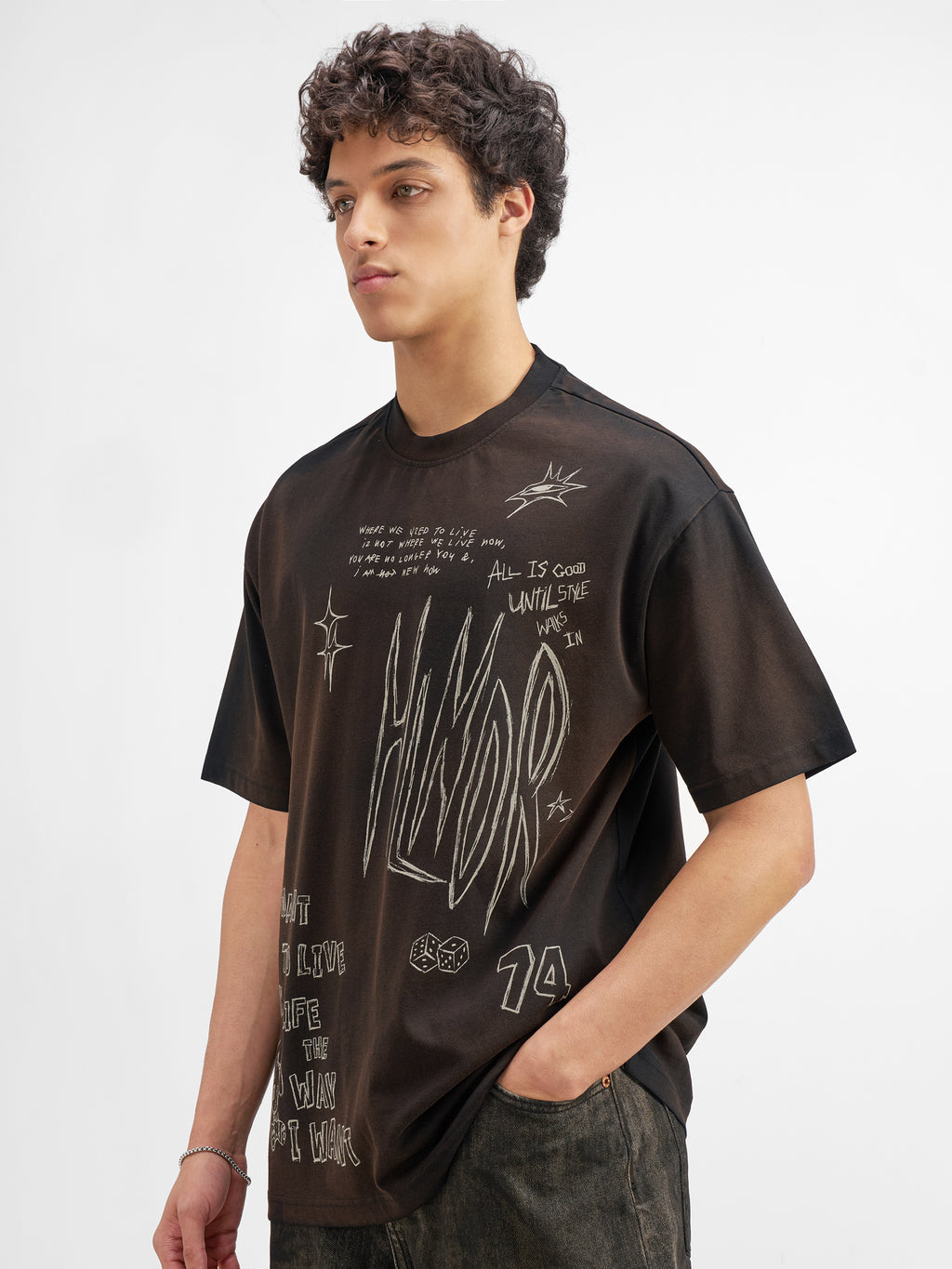 Highlander Men Black Printed Round Neck T-Shirt - Black - Image 4