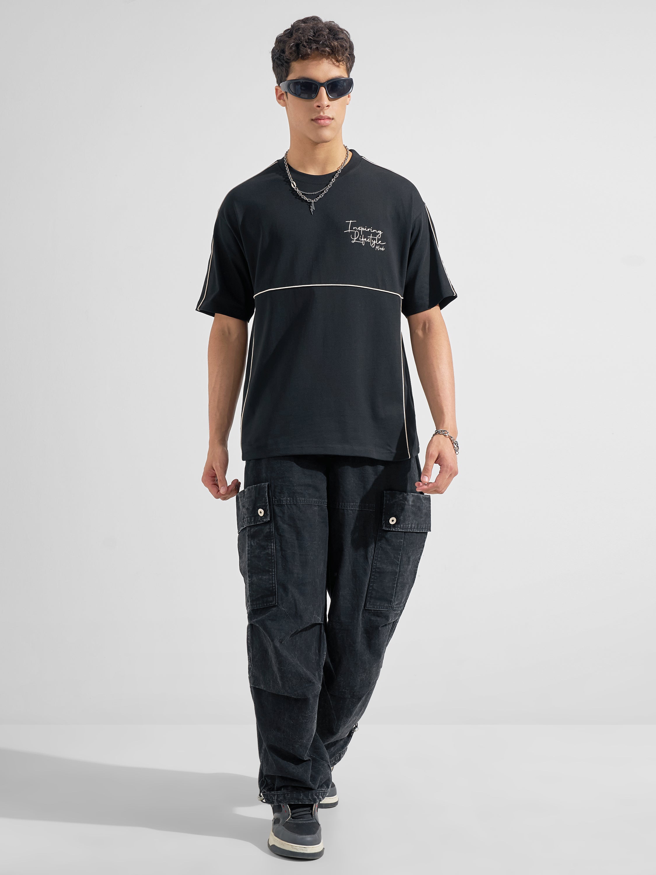 Highlander Men Black Printed Round Neck T-Shirt