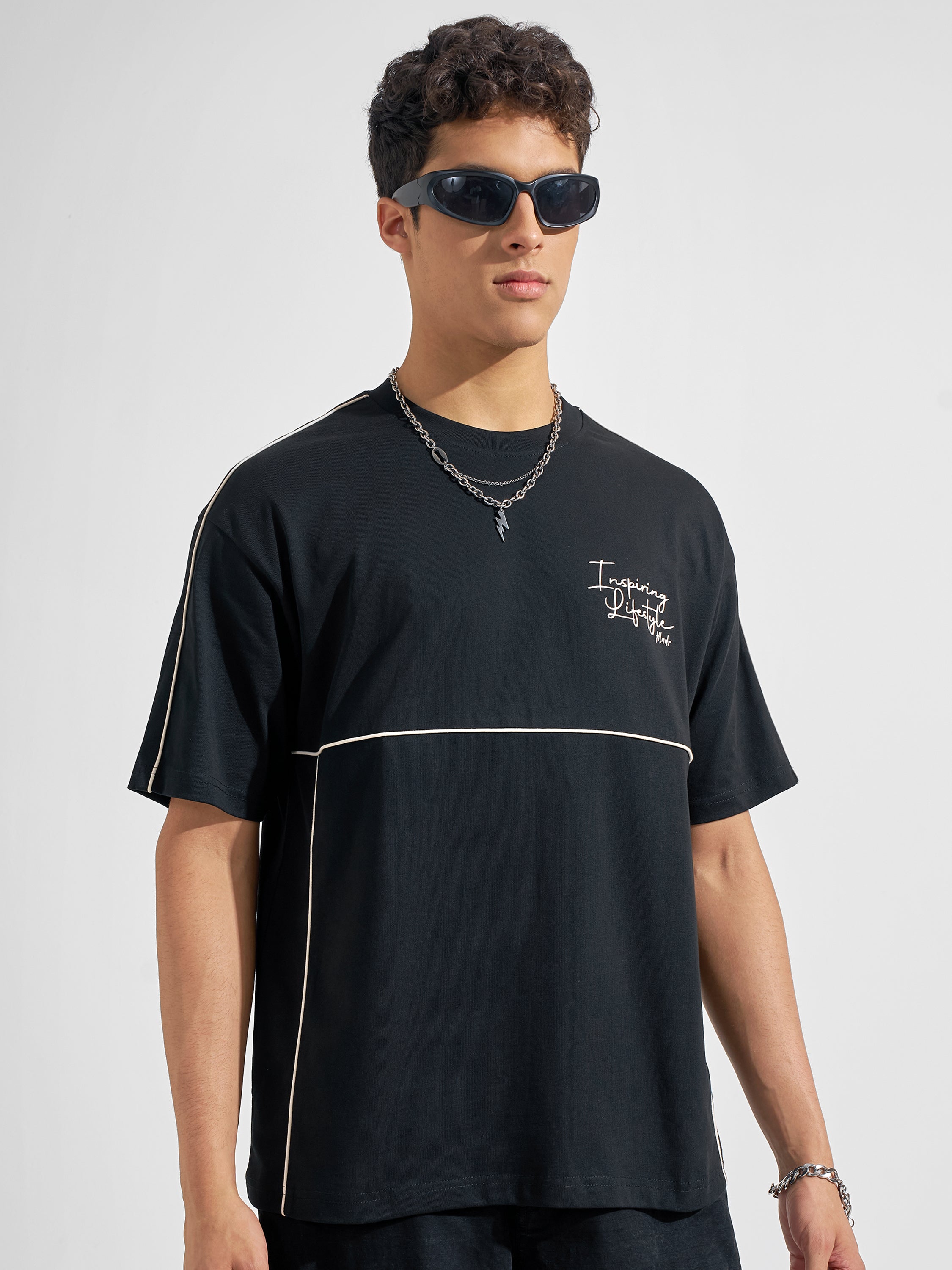 Highlander Men Black Printed Round Neck T-Shirt