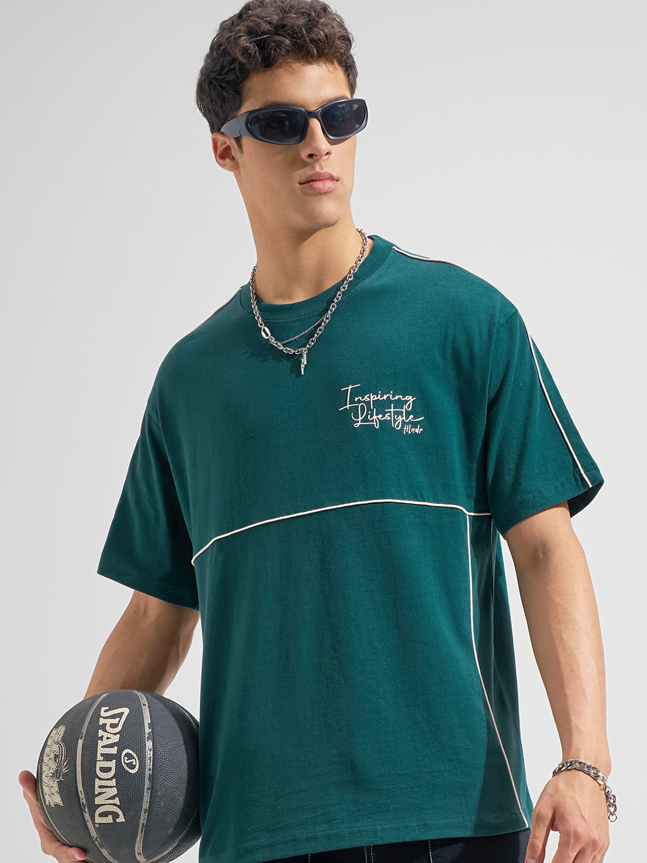 Highlander Men Green Printed Round Neck T-Shirt