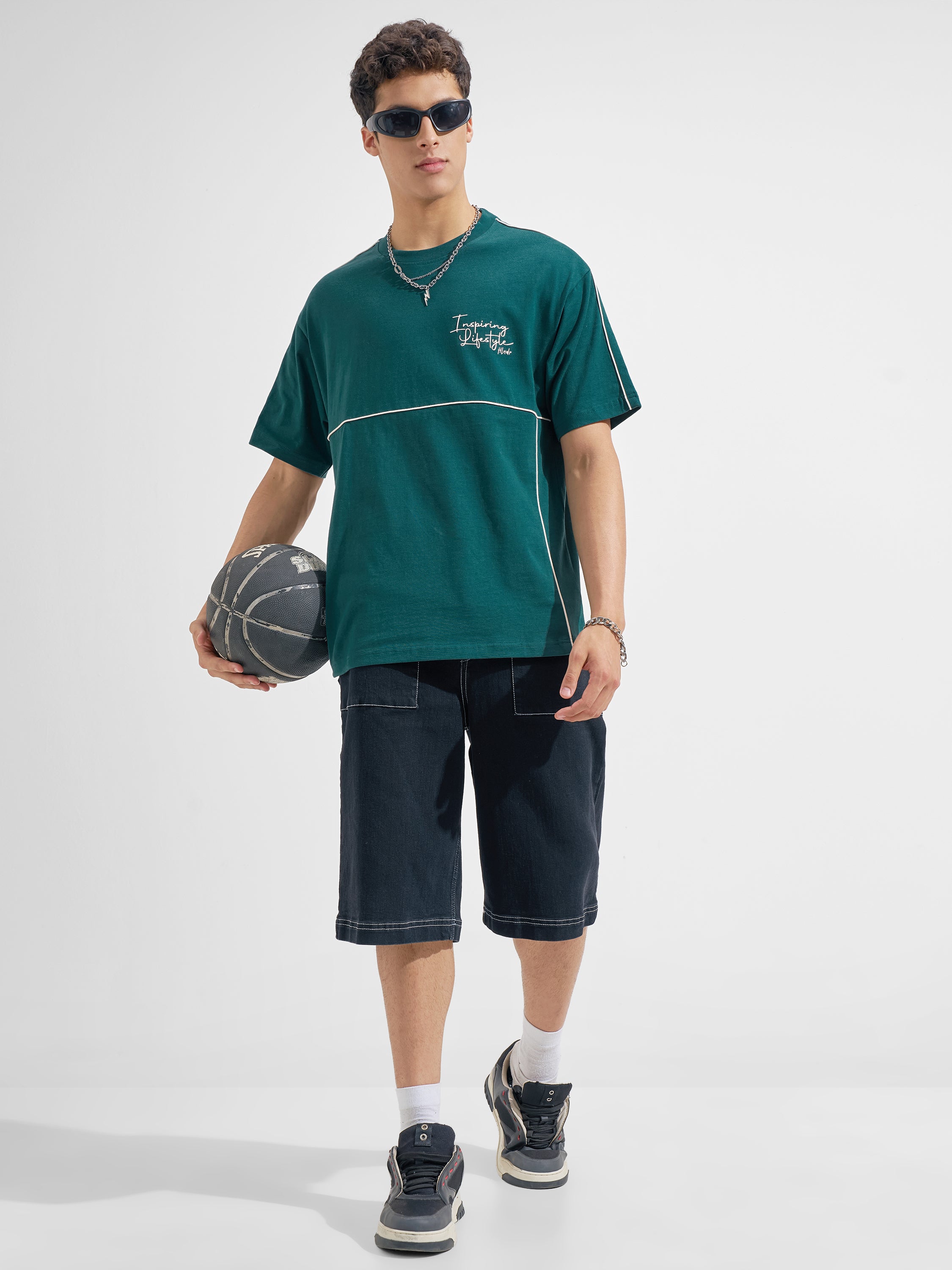 Highlander Men Green Printed Round Neck T-Shirt