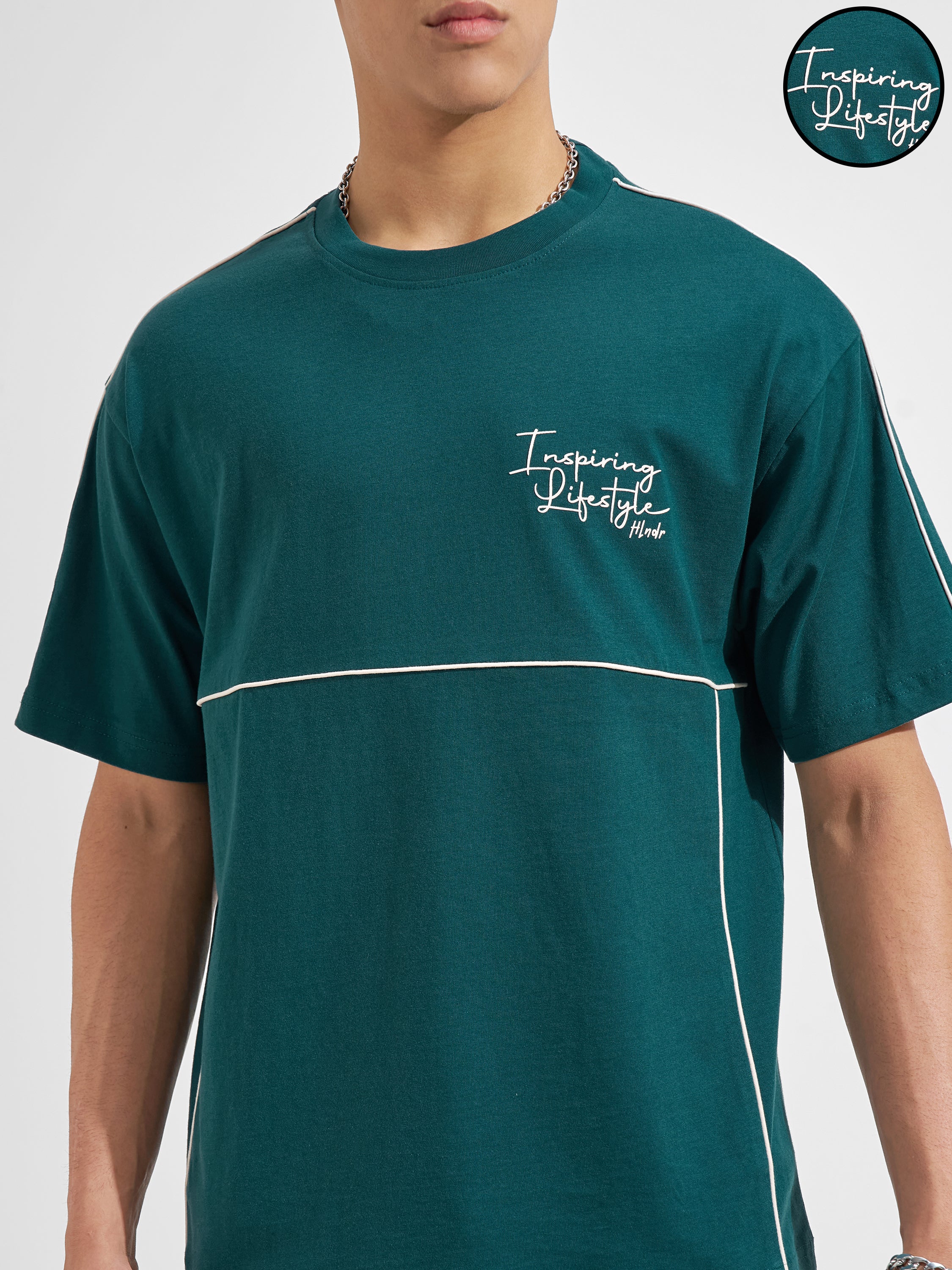 Highlander Men Green Printed Round Neck T-Shirt