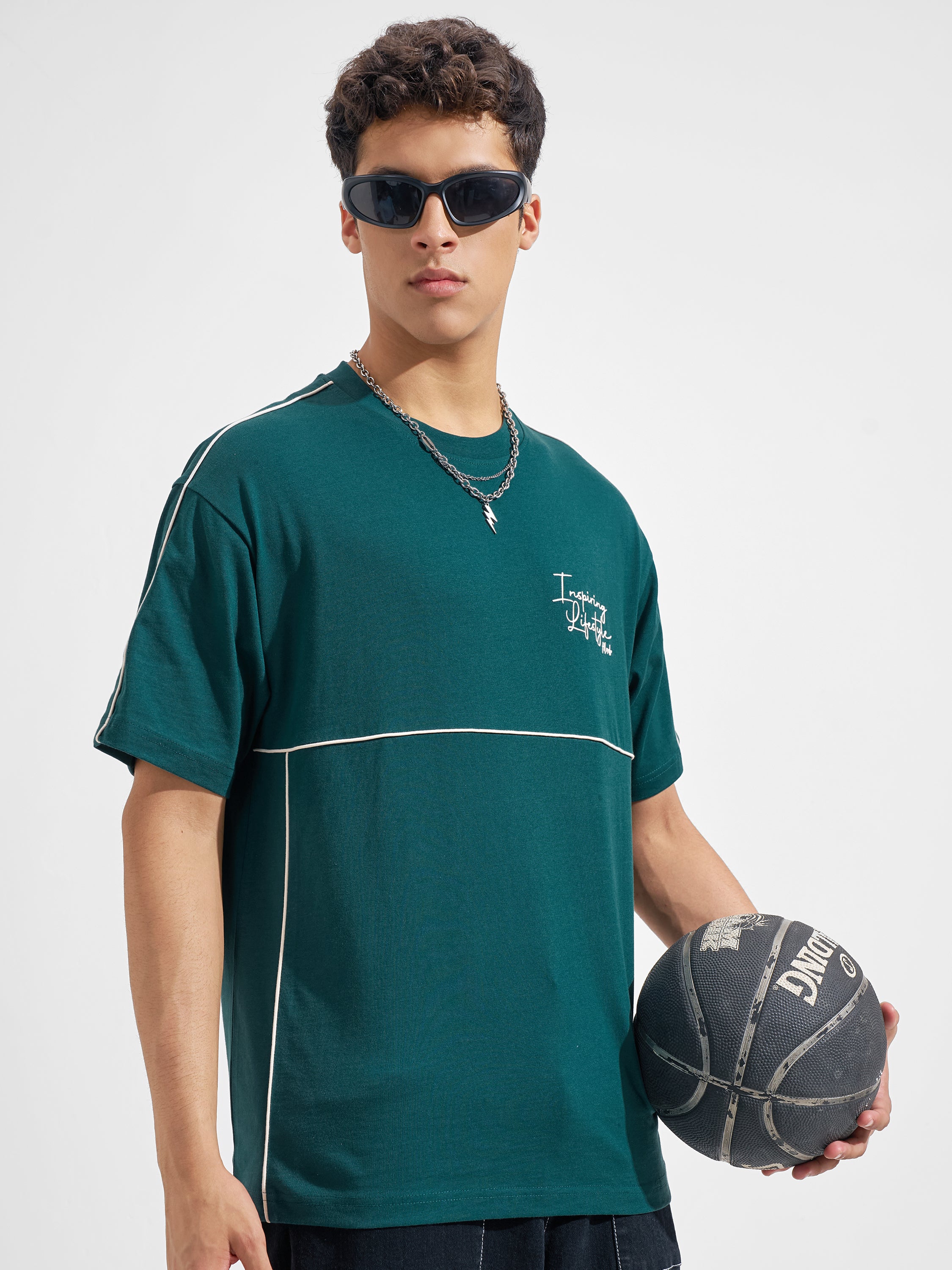Highlander Men Green Printed Round Neck T-Shirt