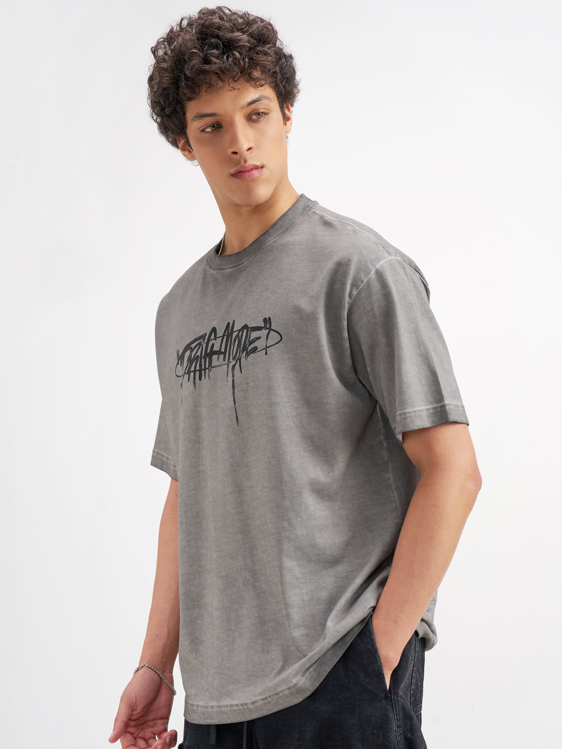 Highlander Men Grey Printed Round Neck T-Shirt - Grey - Image 4