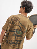 Highlander Men Brown Printed Round Neck T-Shirt - Brown - Image 1