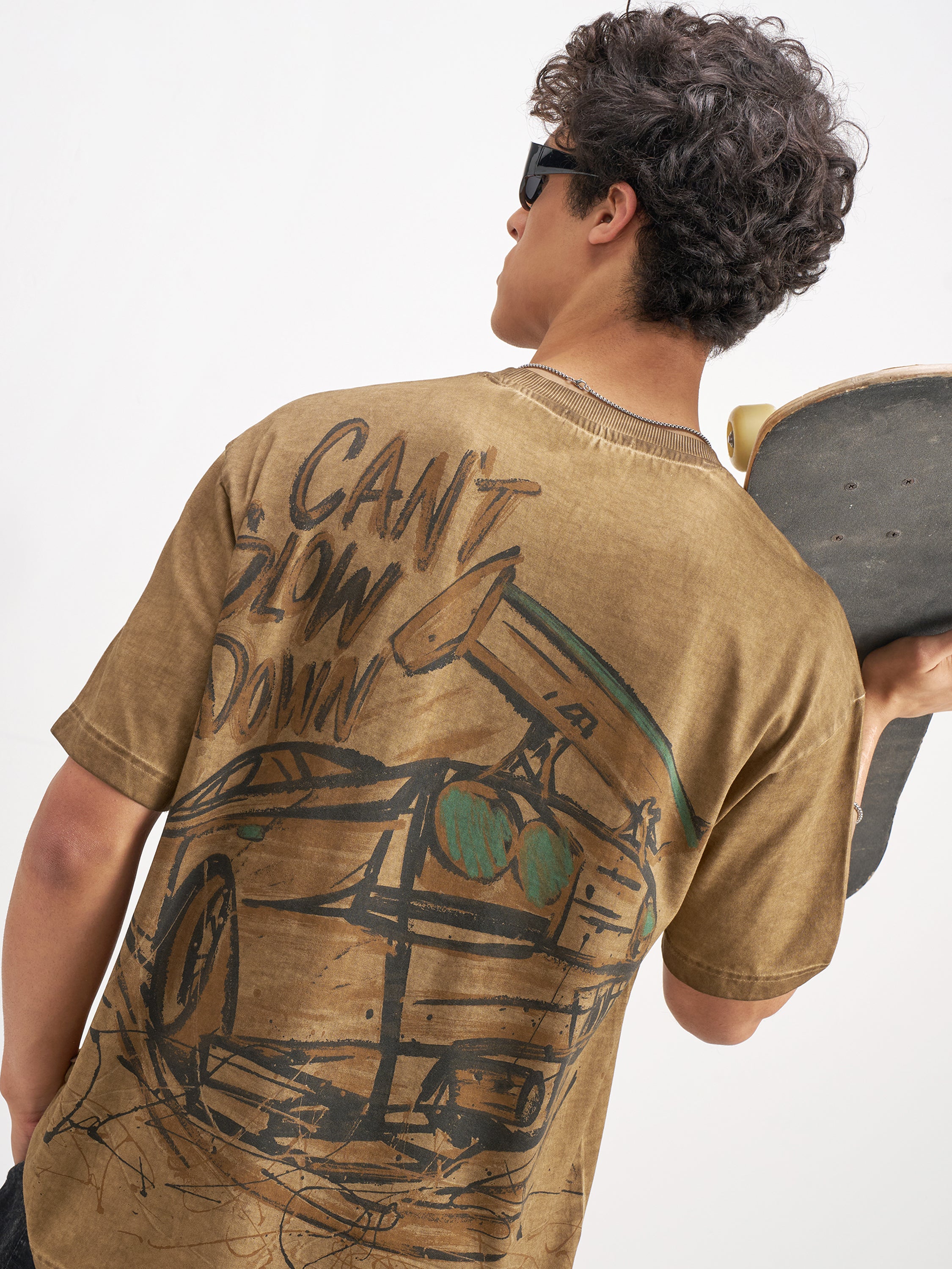 Highlander Men Brown Printed Round Neck T-Shirt - Brown - Image 1