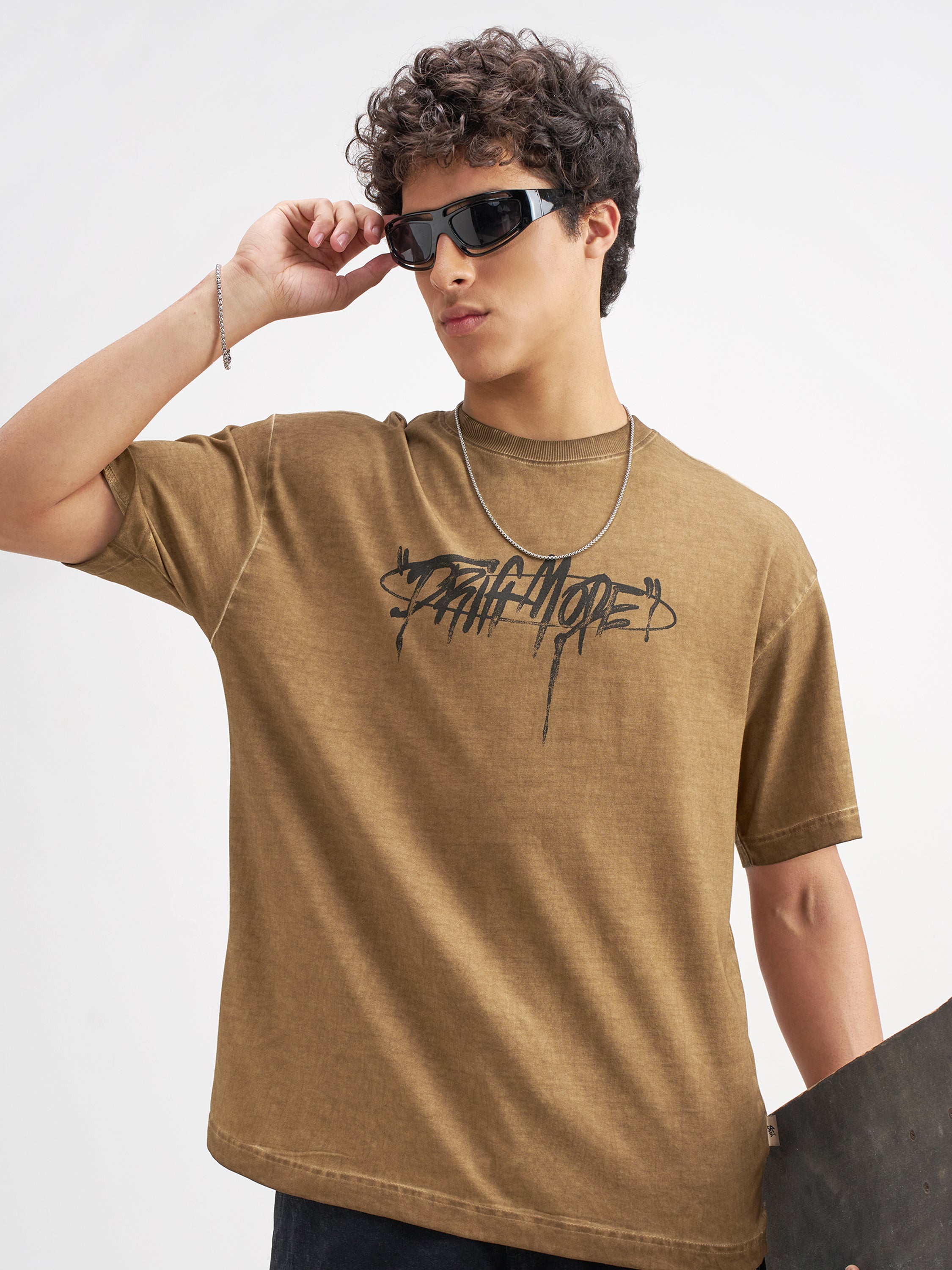 Highlander Men Brown Printed Round Neck T-Shirt - Brown - Image 3